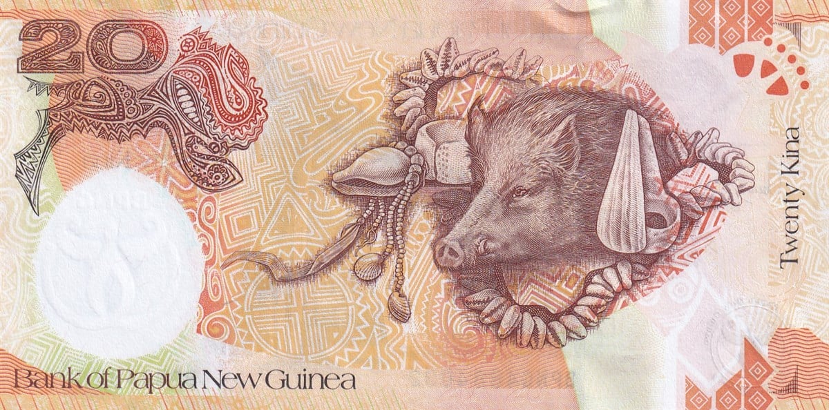 Yabancı Devletlerin Kağıt ParalarıPapua Yeni Gine, 20 Kina (2008) Eski Yabancı Kağıt Para