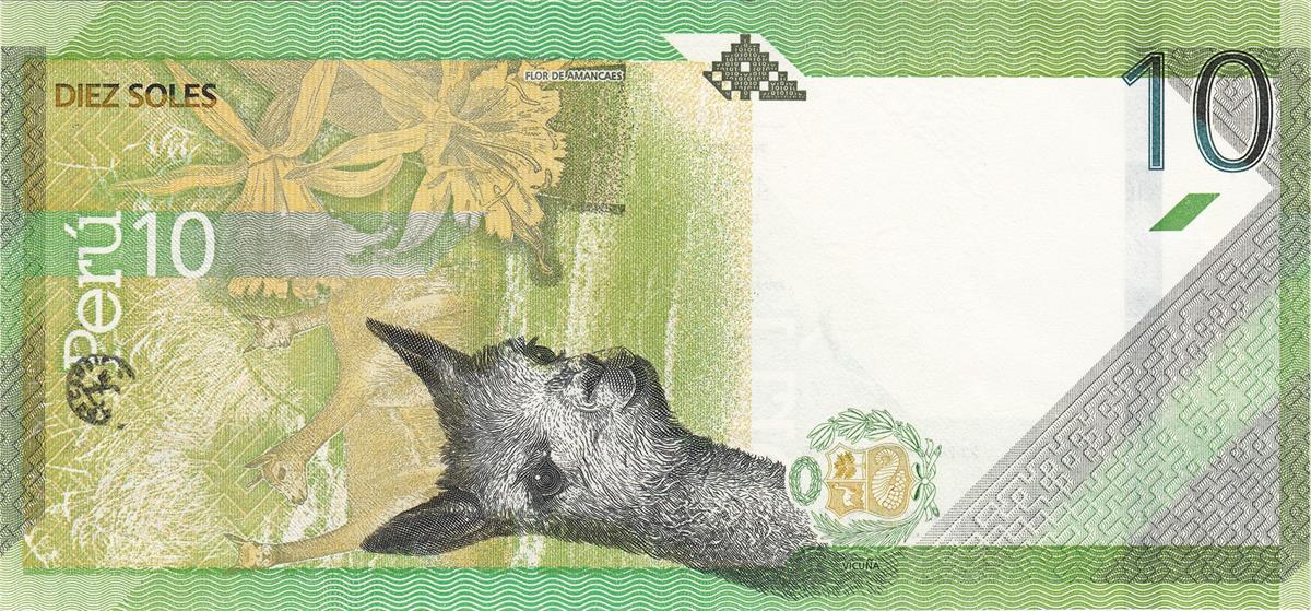 Yabancı Devletlerin Kağıt ParalarıPeru, 10 Soles (2019) ÇİL Eski Yabancı Para