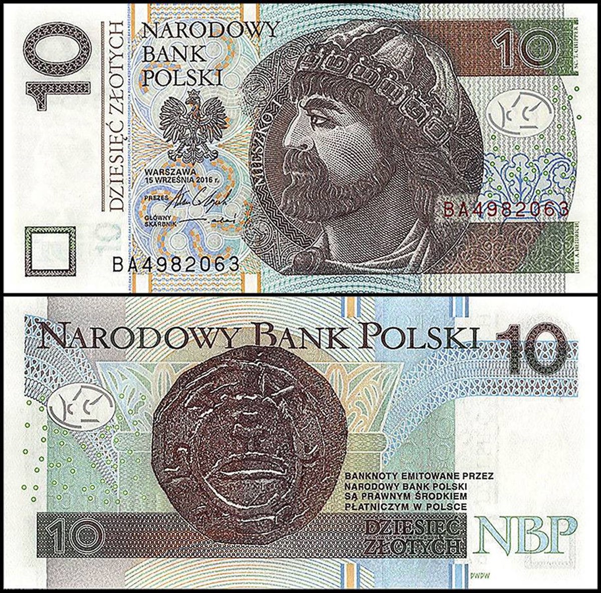 Polonya, 10 Zloti (2016) P#183b ÇİL Eski Yabancı Kağıt Para | www