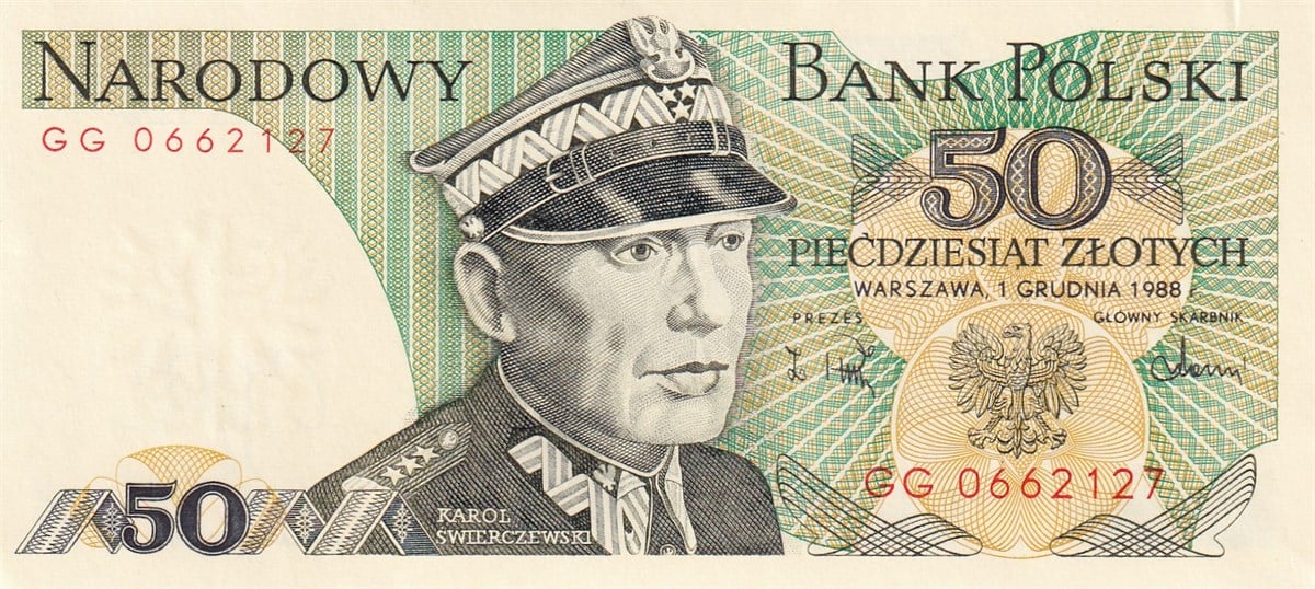 Foreign State BanknotesPolonya, 50 Zloti (1988) P#142 ÇİL Eski Yabancı Kağıt Para