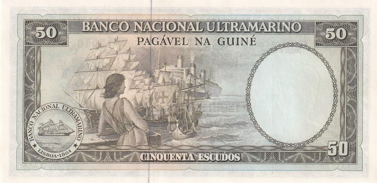 Foreign State BanknotesPortekiz Ginesi (Gine-Bissau), 50 Escudo (1971) Eski Yabancı Kağıt Para