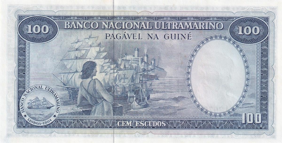 Foreign State BanknotesPortekiz Ginesi (Gine-Bissau), 100 Escudo (1971) Eski Yabancı Kağıt Para