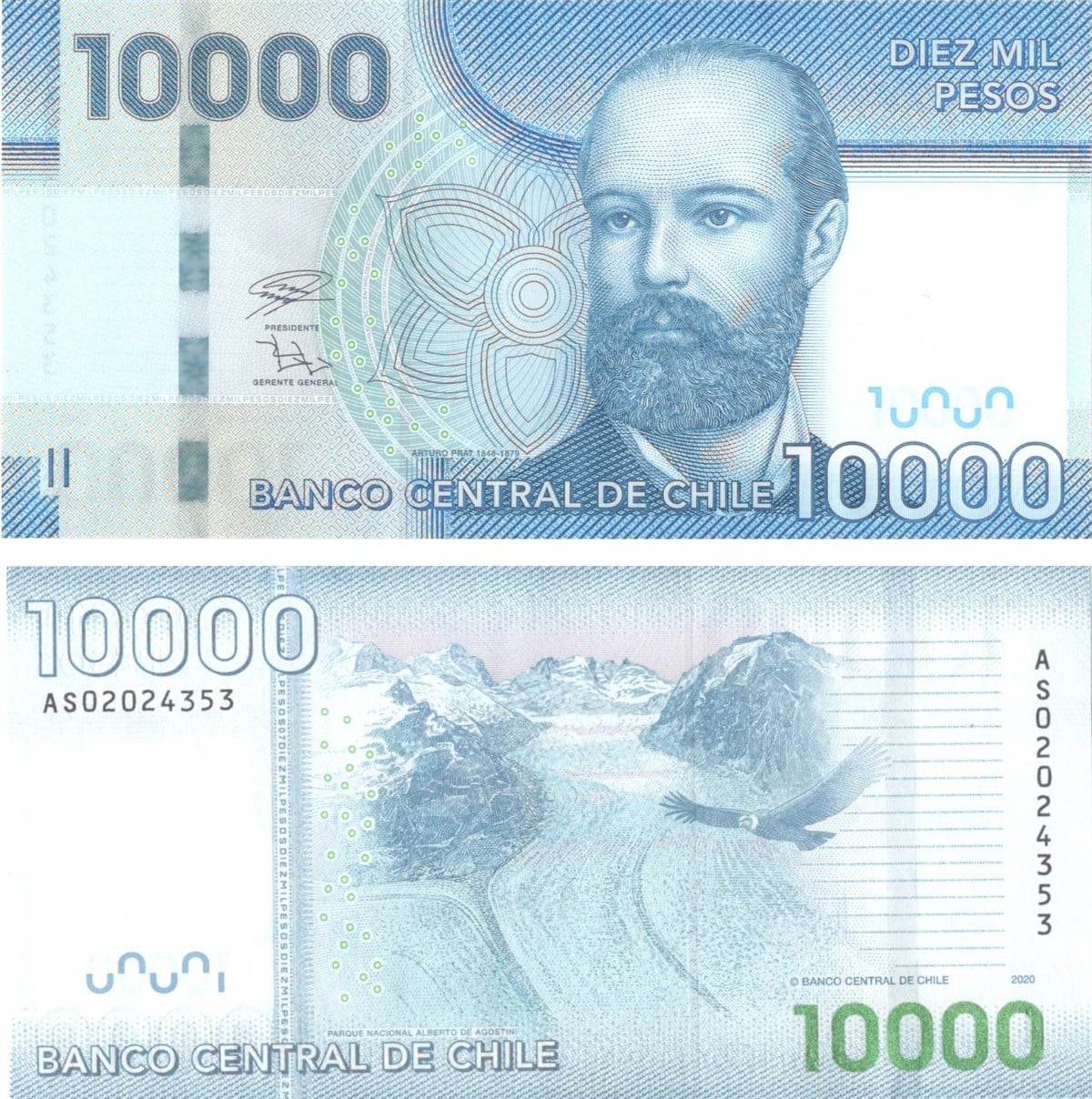 Foreign State BanknotesŞili, 10.000 Peso (2020) P#164 ÇİL Eski Yabancı Kağıt Para