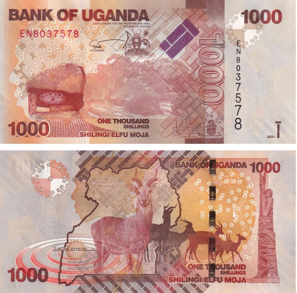 Foreign State BanknotesUganda, 5 Şilin (2021) PNL ÇİL Eski Yabancı Kağıt Para