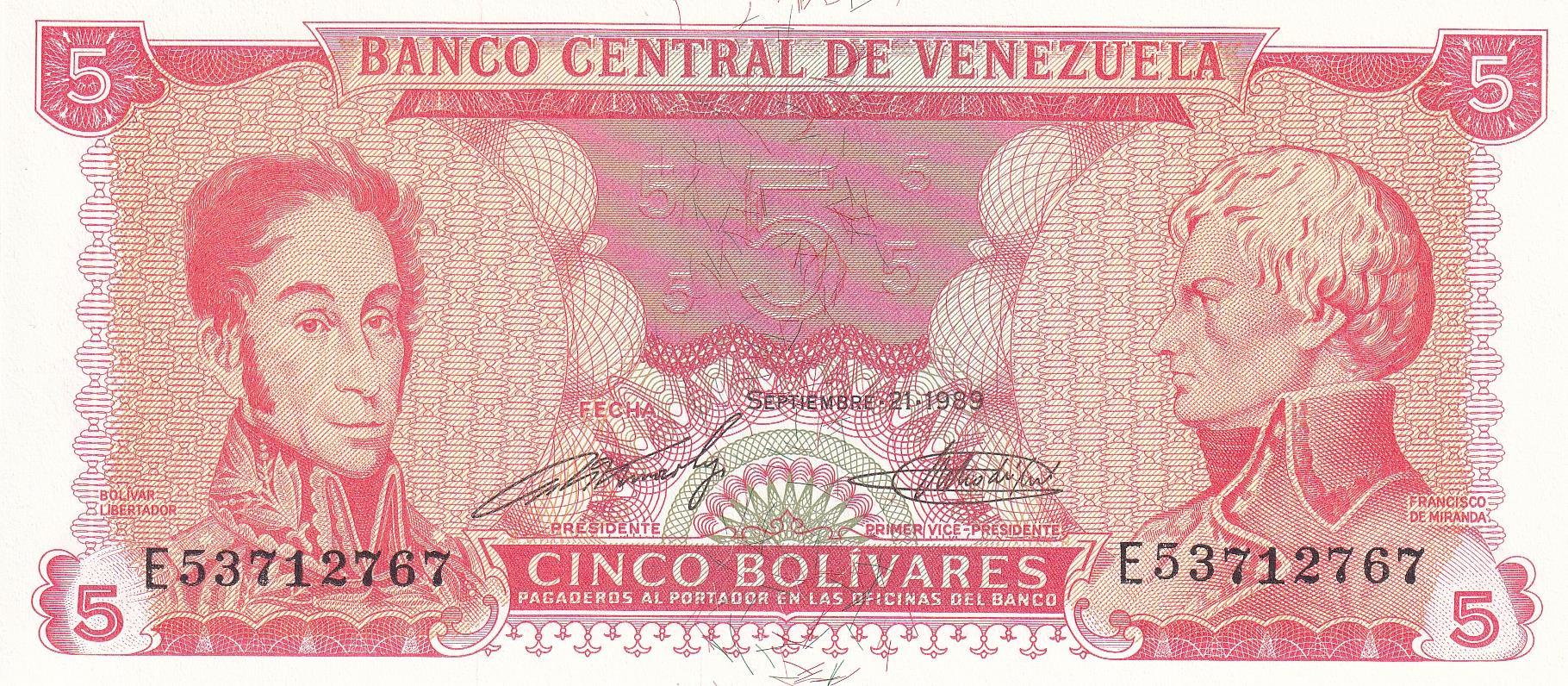 Foreign State BanknotesVenezuela, 5 Bolivar (1989) ÇİL