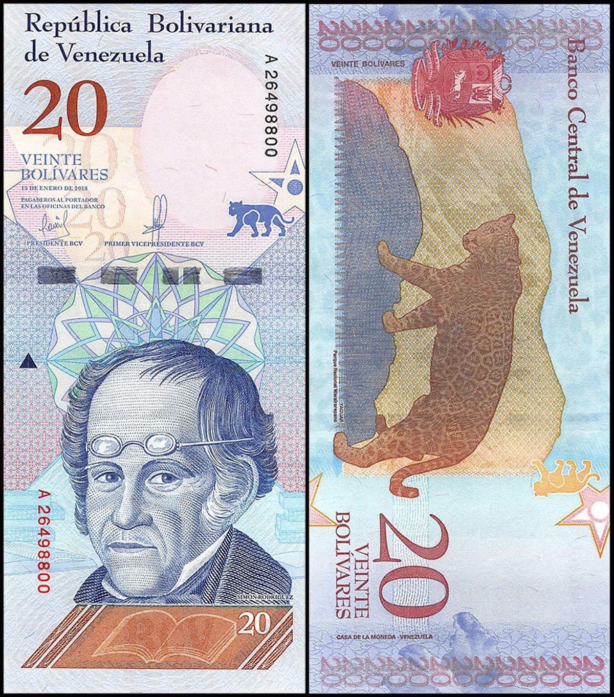 Foreign State BanknotesVenezuela, 20 Bolivar (2018) ÇİL Eski Yabancı Kağıt Para