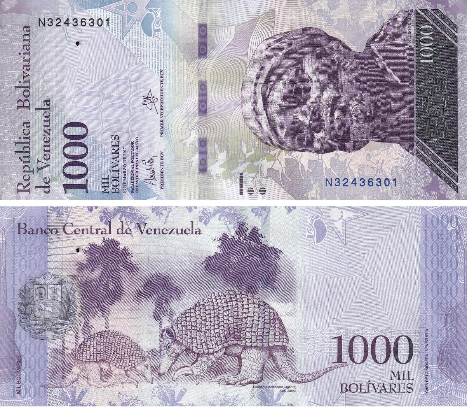 Foreign State BanknotesVenezuela, 1.000 Bolivar (2017) ÇİL Eski Yabancı Kağıt Para