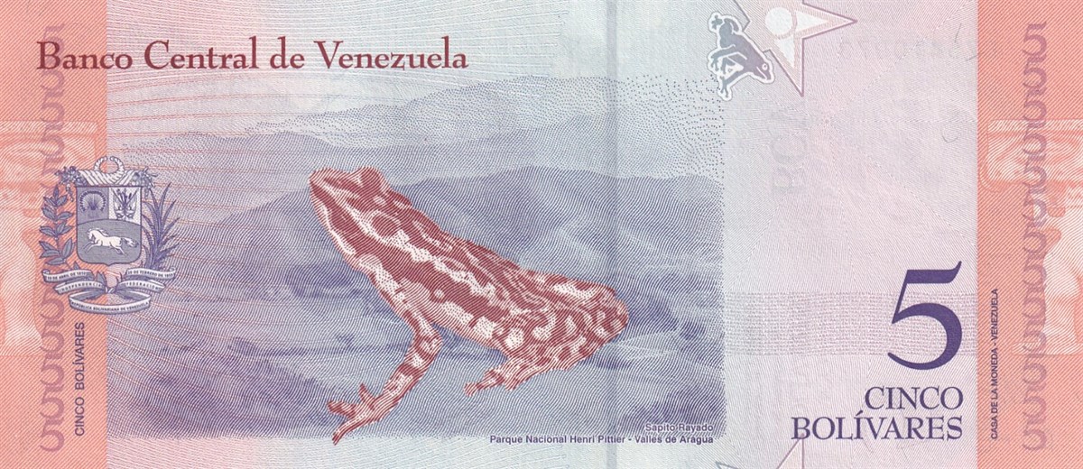 Yabancı Devletlerin Kağıt ParalarıVenezuela, 5 Bolivar (2018) ÇİL Eski Yabancı Kağıt Para