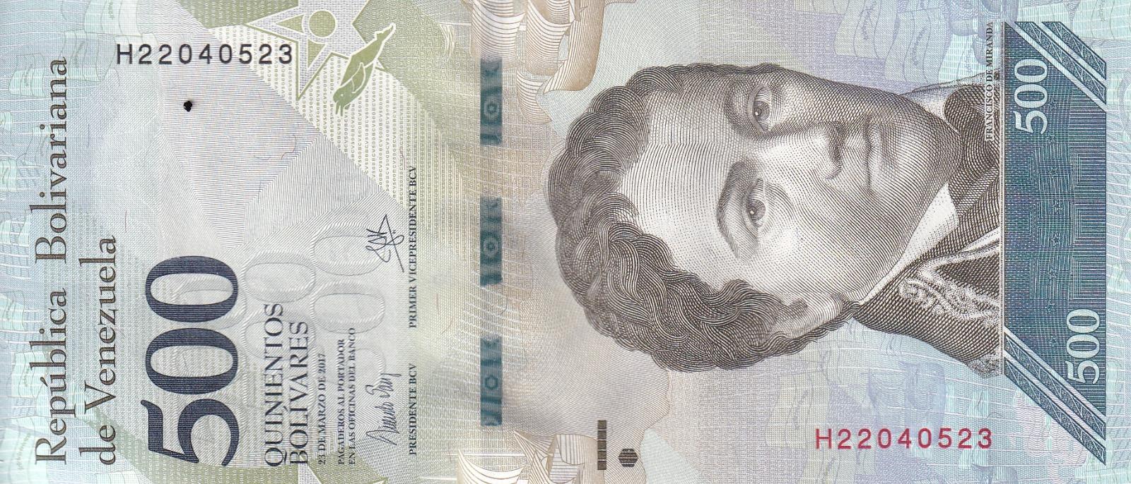 Foreign State BanknotesVenezuela, 500 Bolivar (2017) ÇİL Eski Yabancı Kağıt Para