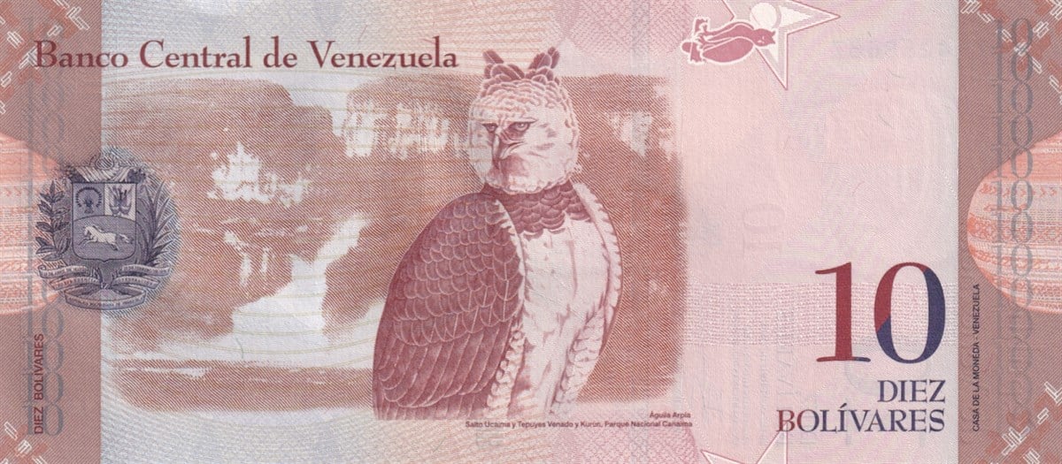 Yabancı Devletlerin Kağıt ParalarıVenezuela, 10 Bolivar (2013) P#90 ÇİL Eski Yabancı Kağıt Para