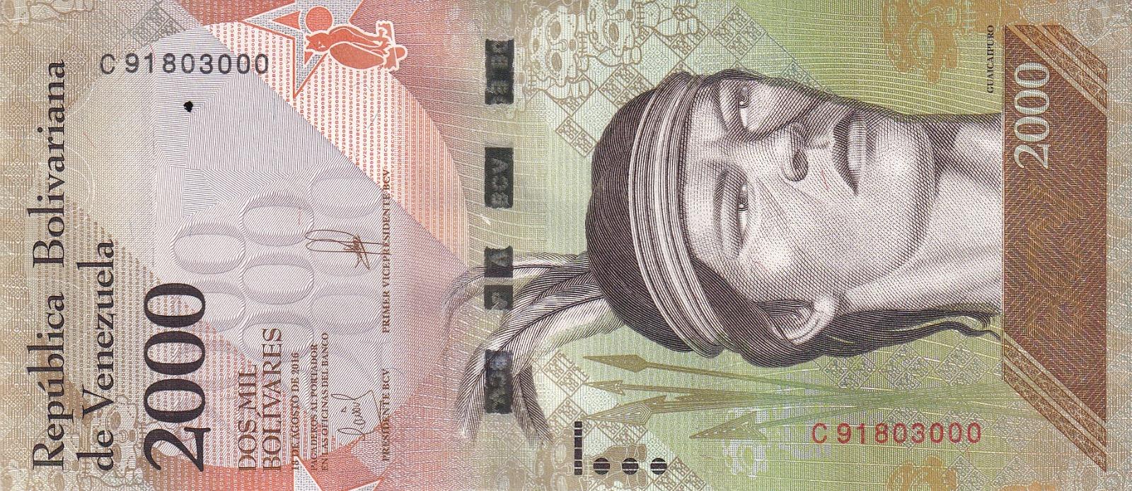 Foreign State BanknotesVenezuela, 2.000 Bolivar (2016) ÇİL Eski Yabancı Kağıt Para