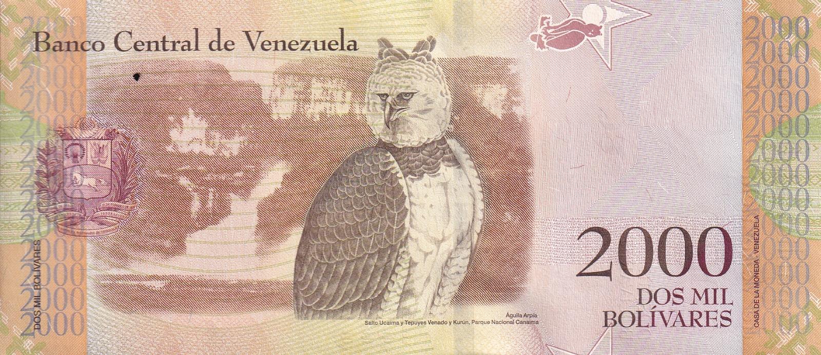 Foreign State BanknotesVenezuela, 2.000 Bolivar (2016) ÇİL Eski Yabancı Kağıt Para