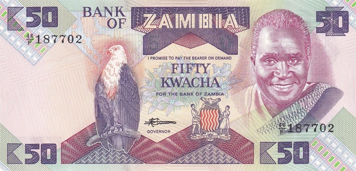 Foreign State BanknotesZambiya, 50 Kwacha (1986) Eski Yabancı Kağıt Para
