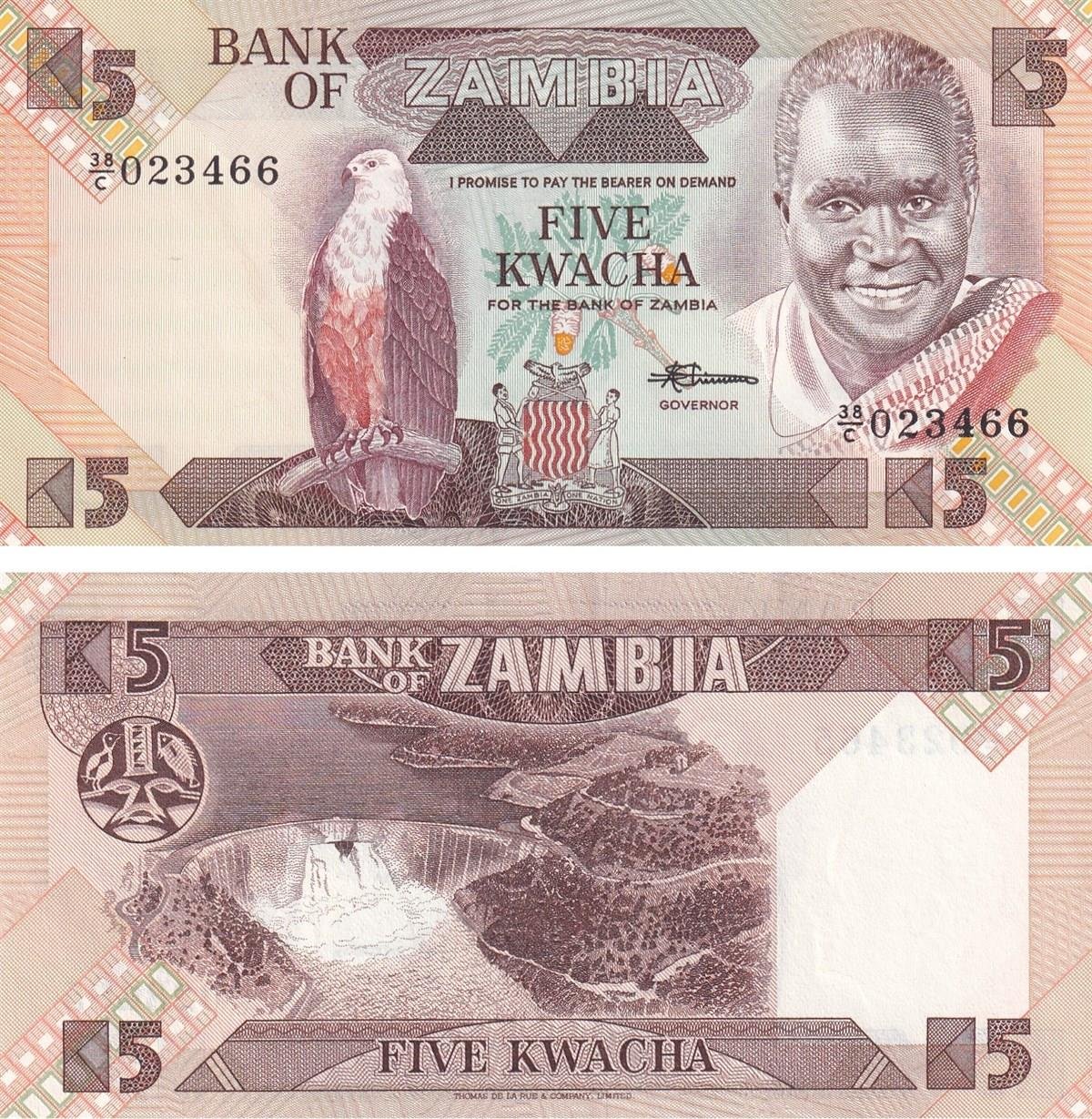 Foreign State BanknotesZambiya, 5 Kwacha (1980) P#25d ÇİL Eski Yabancı Kağıt Para