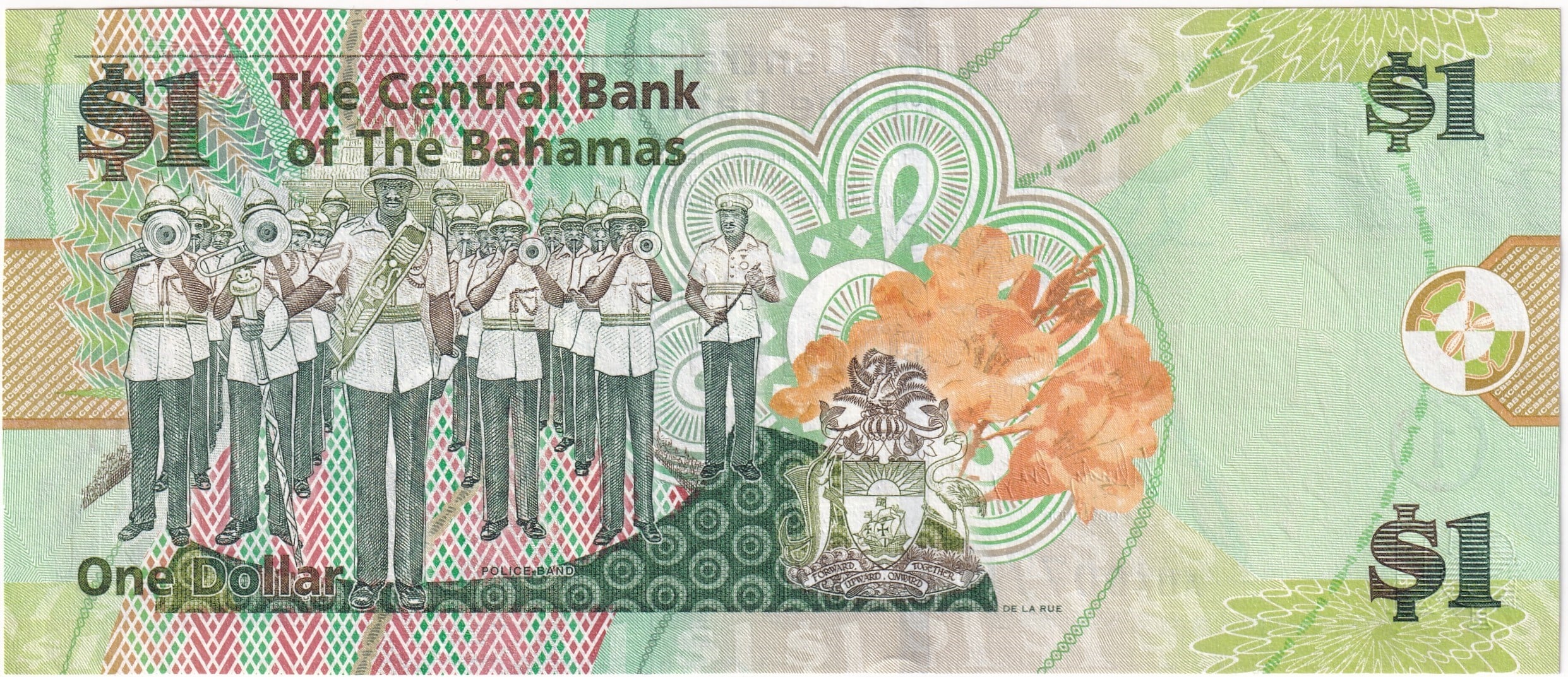 Foreign Paper MoneyBahamalar, 1 Dolar (2015) ÇİL Eski Yabancı Kağıt Para