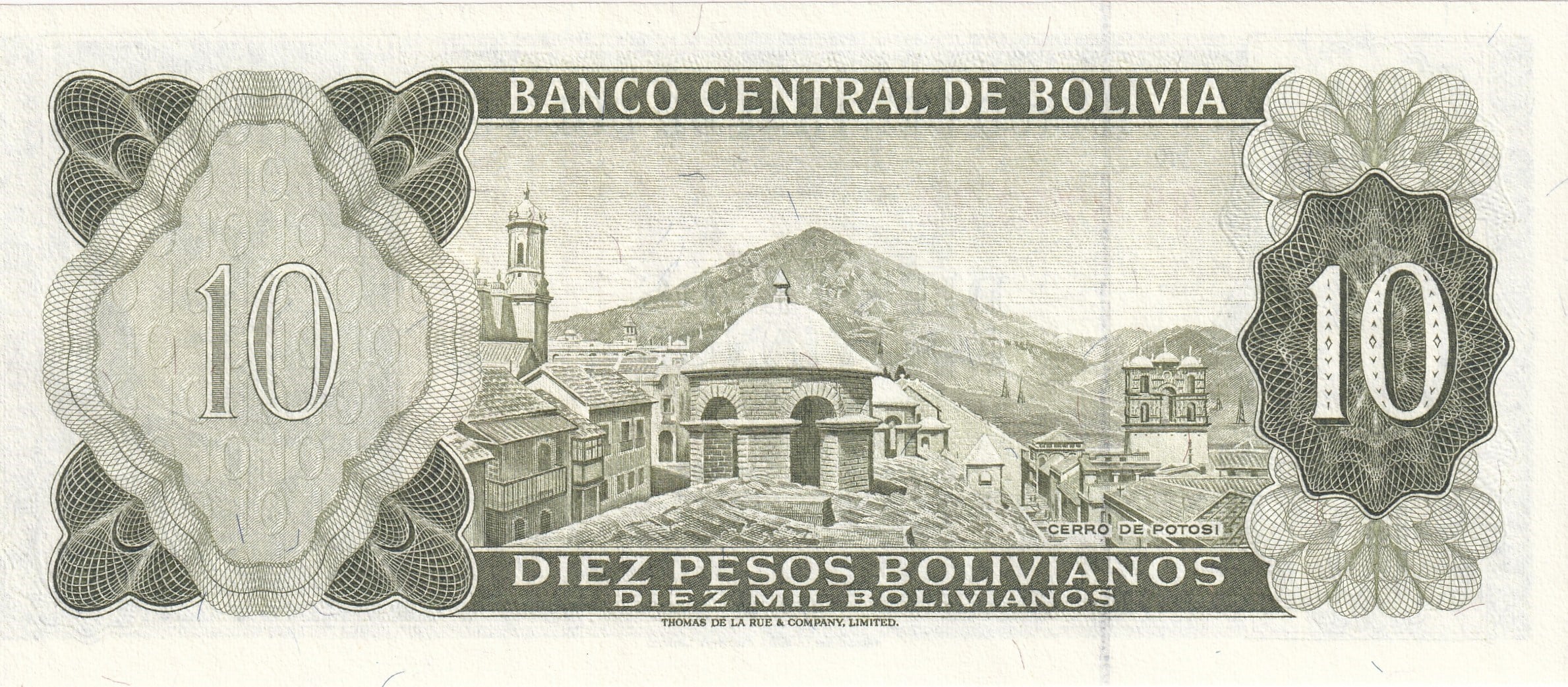 Foreign Paper MoneyBolivya, 10 Bolivianos (1962) ÇİL Eski Yabancı Kağıt Para