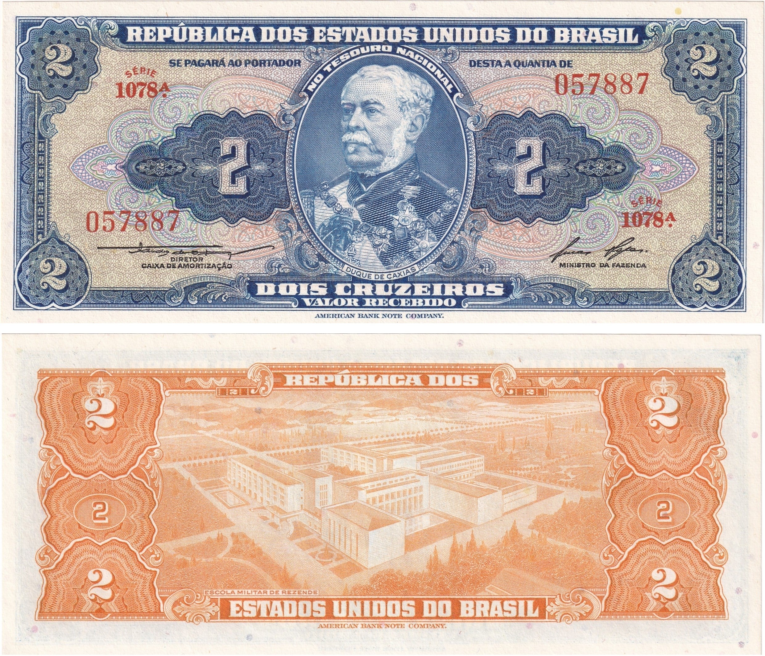 Foreign Paper MoneyBrezilya, 2 Kruzeiro (1954-58) ÇİL Eski Yabancı Kağıt Para