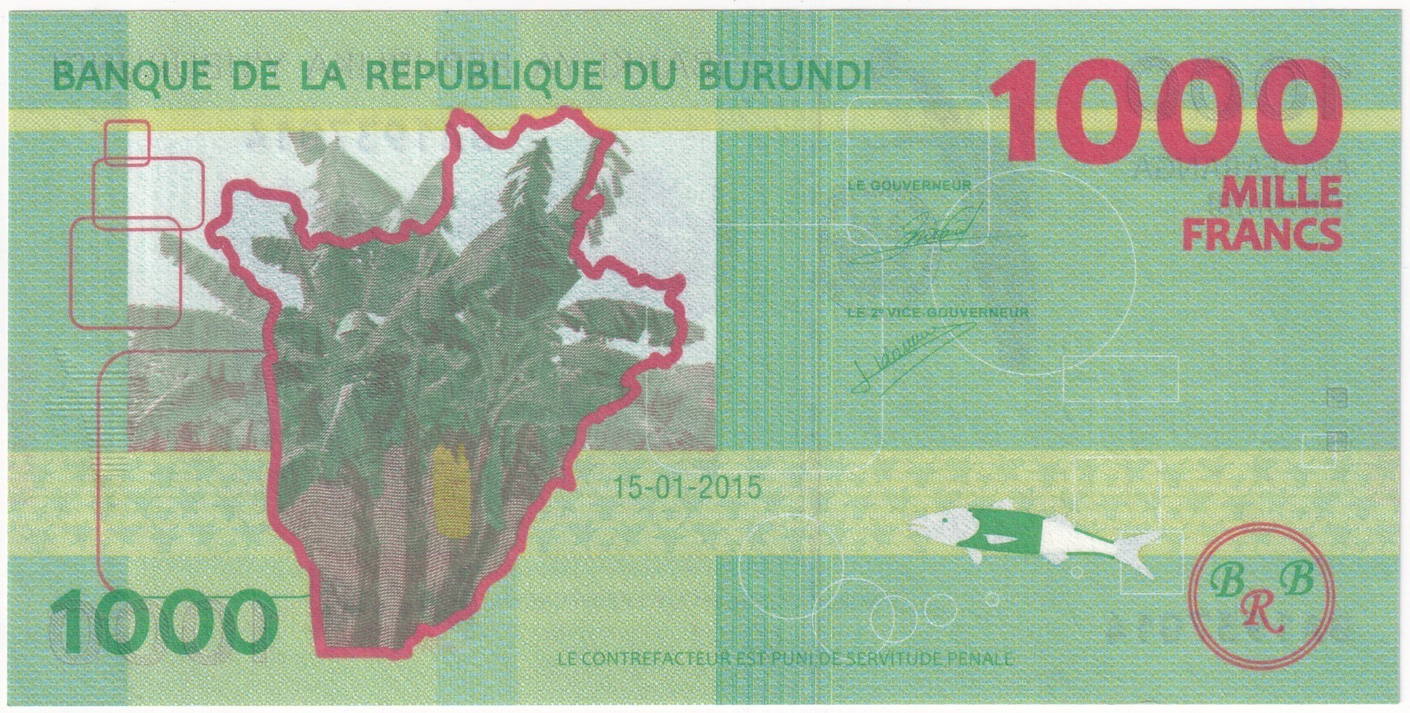 Foreign Paper MoneyBurundi, 1.000 Frank (2015) P#51 ÇİL Yabancı Eski Kağıt Para