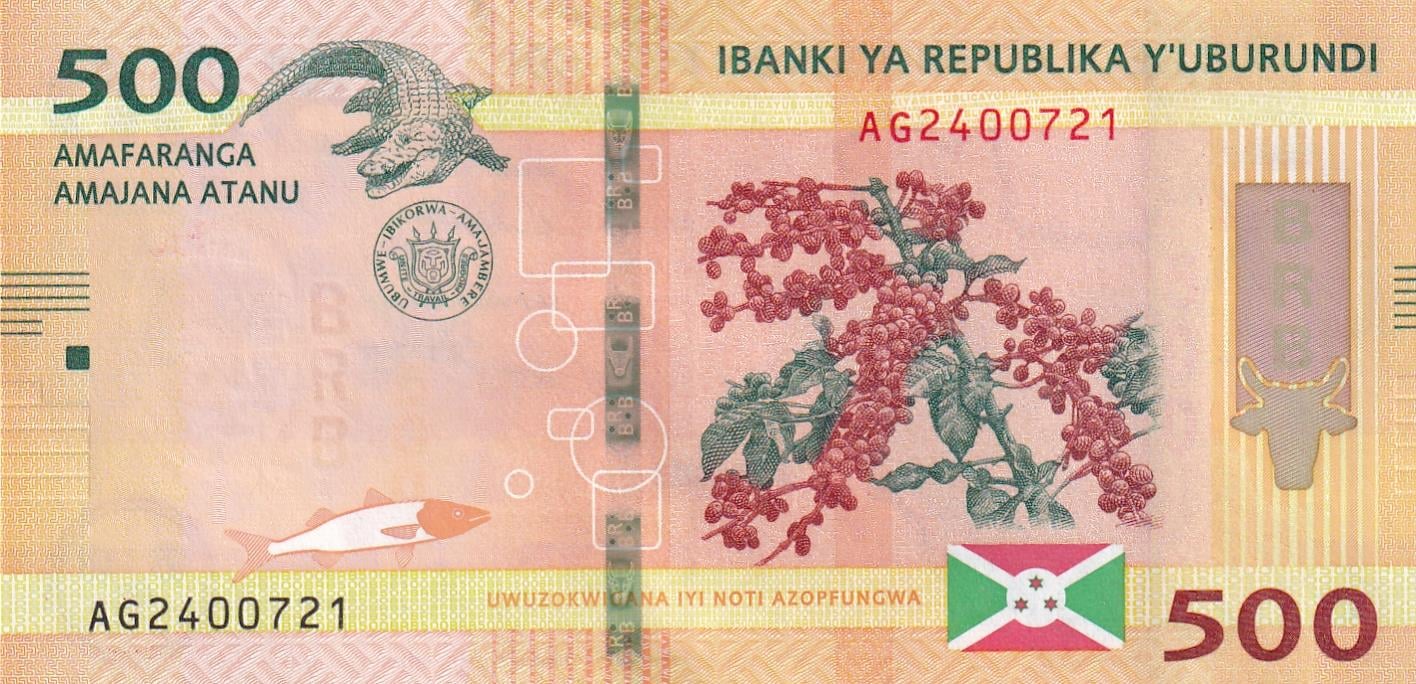 Foreign Paper MoneyBurundi, 500 Frank (2023) ÇİL Eski Yabancı Kağıt Para