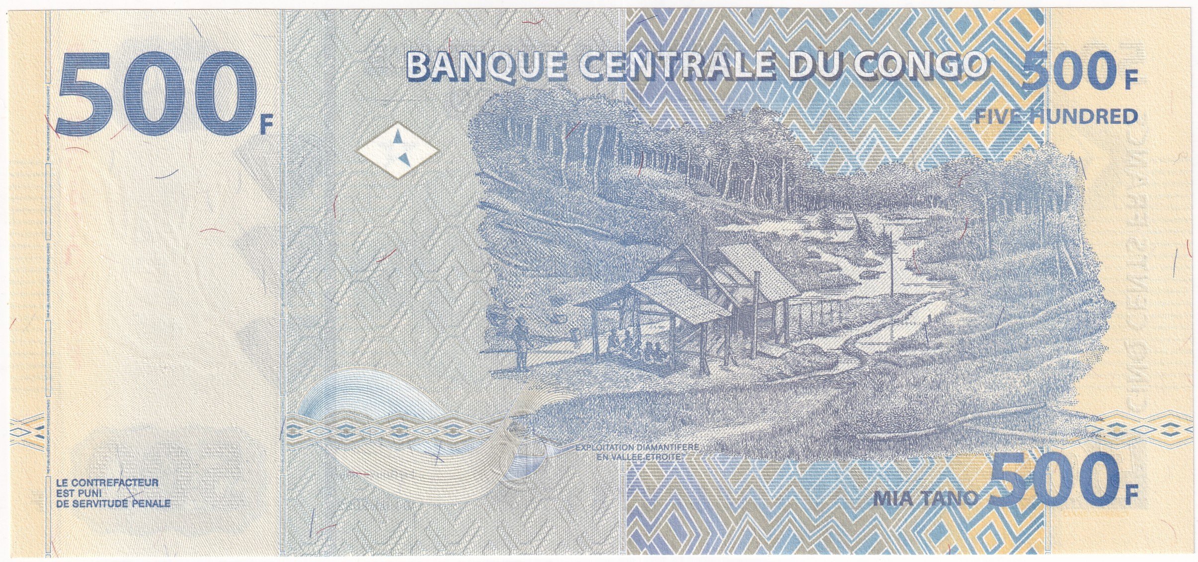 Foreign Paper MoneyDemokratik Kongo Cumhuriyeti, 500 Frank (2022) ÇİL Eski Yabancı Kağıt Para