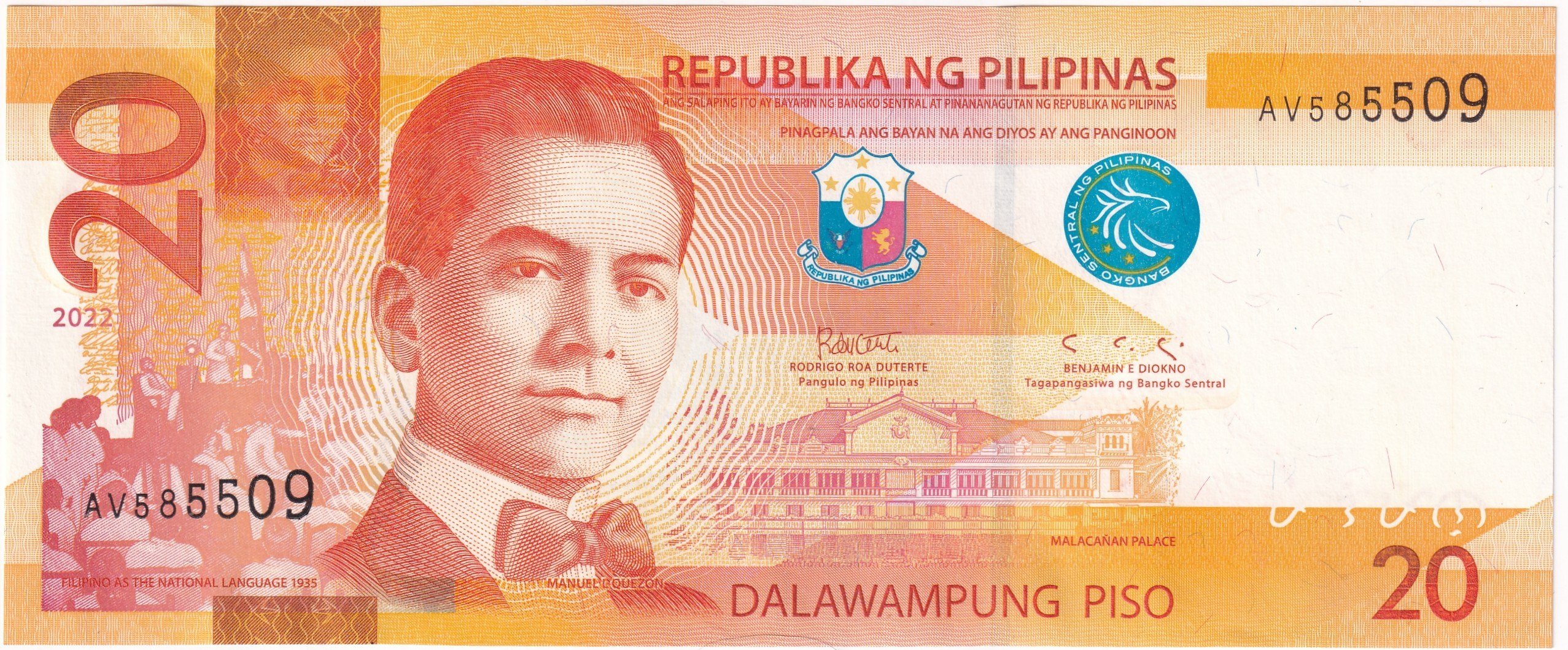 Foreign Paper MoneyFilipinler, 20 Piso (2022) ÇİL Eski Yabancı Kağıt Para