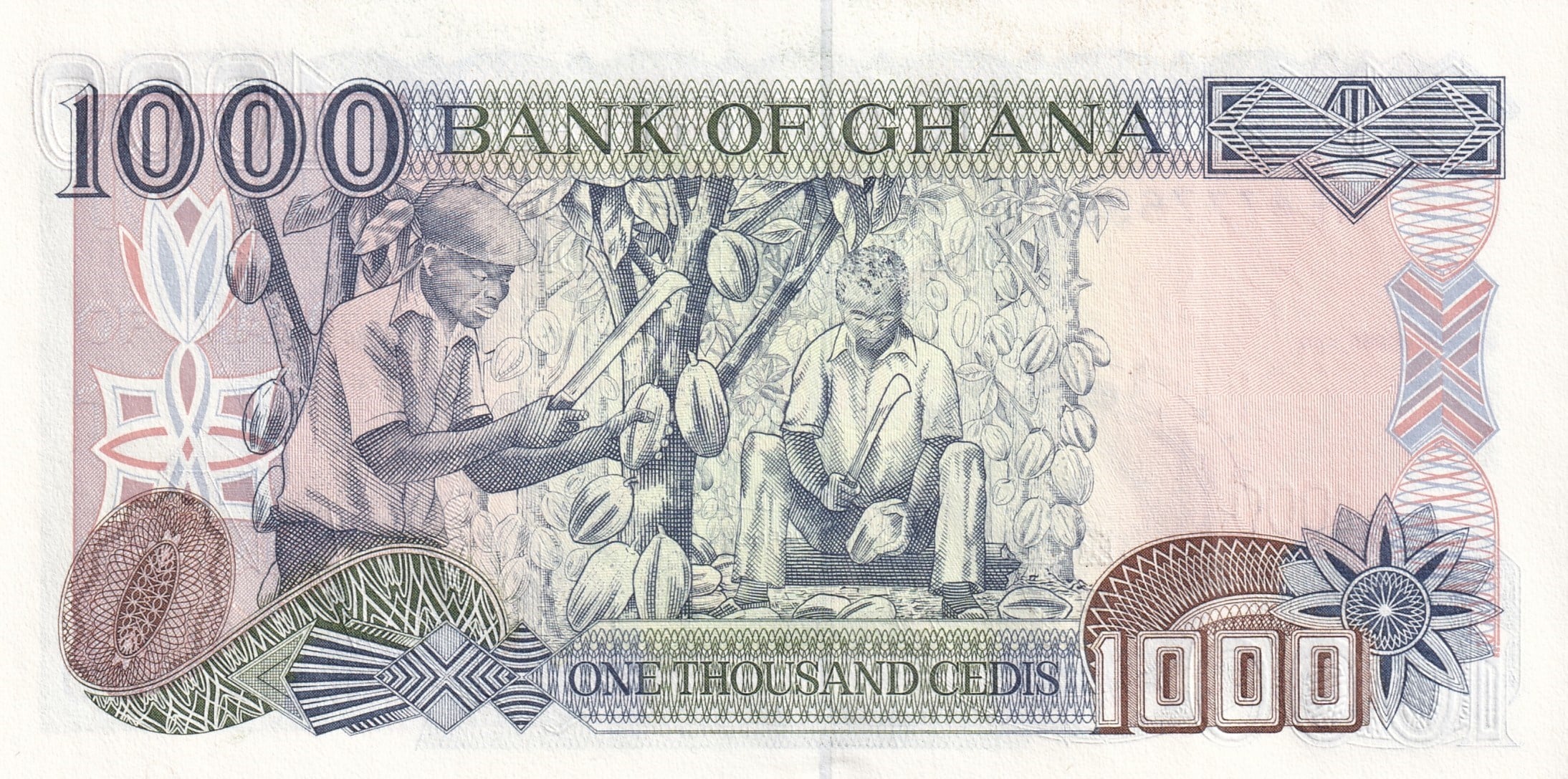Foreign Paper MoneyGana, 1.000 Cedi (2002) P#32h ÇİL Eski Yabancı Kağıt Para