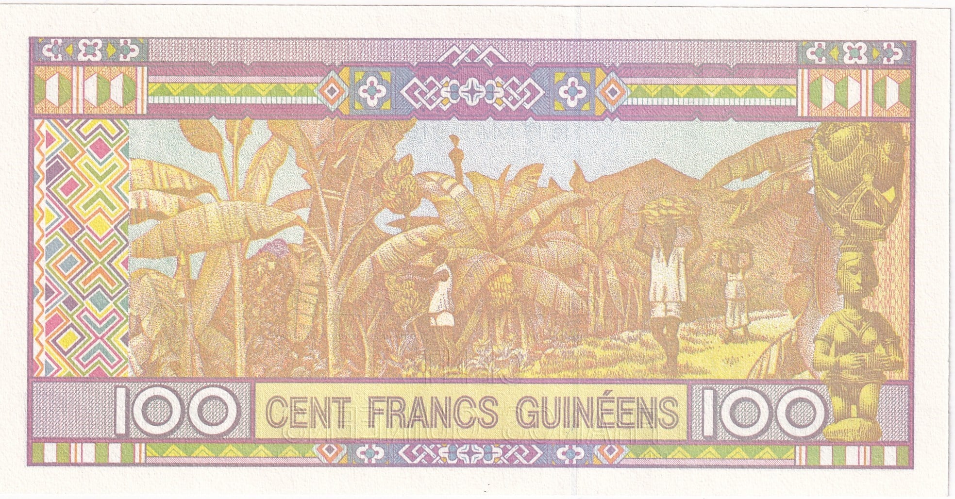 Foreign Paper MoneyGine, 100 Frank (2015) ÇİL Eski Yabancı Kağıt Para