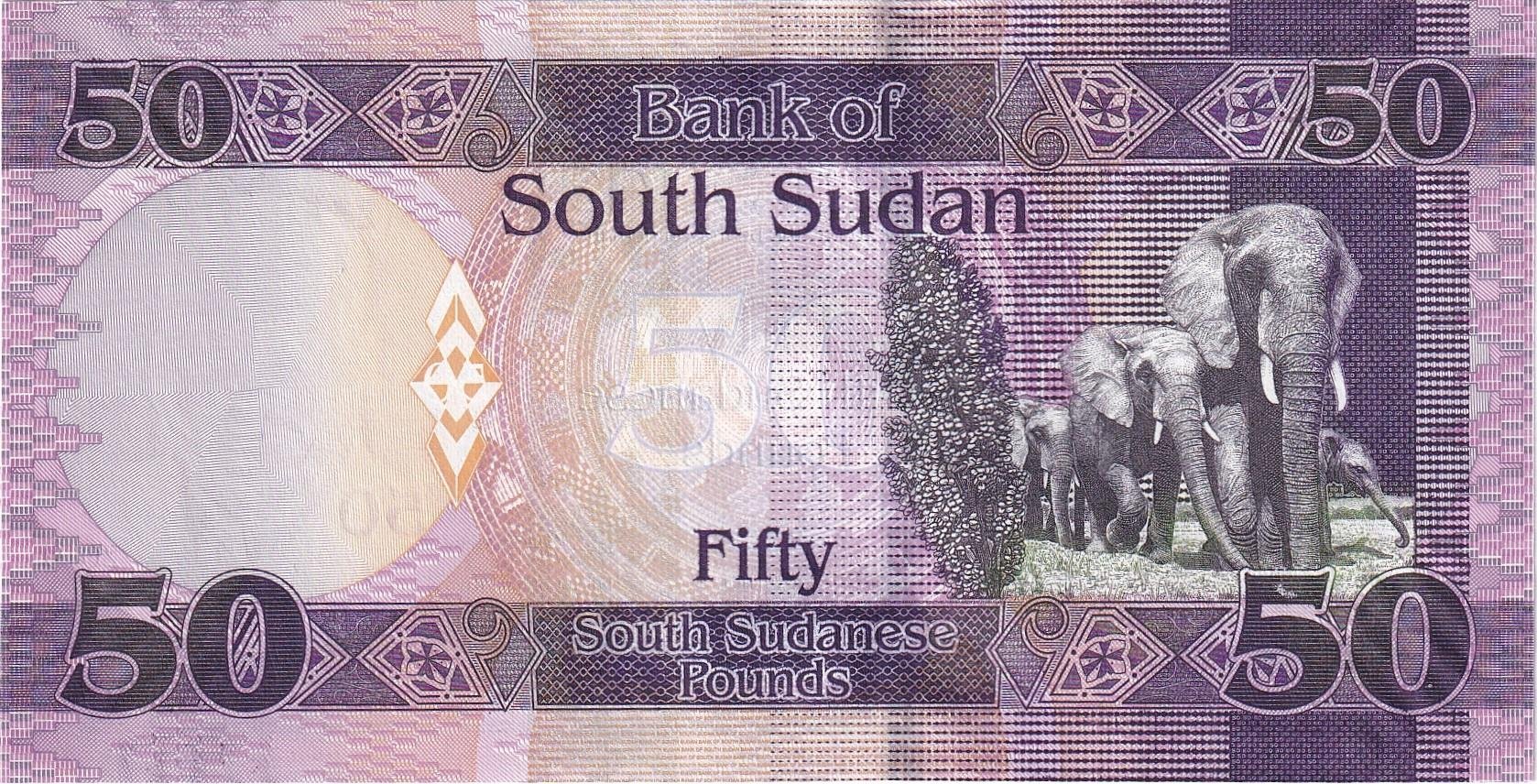 Yabancı Kağıt ParalarGüney Sudan, 50 Pound (2019) ÇİL Eski Yabancı Kağıt Para