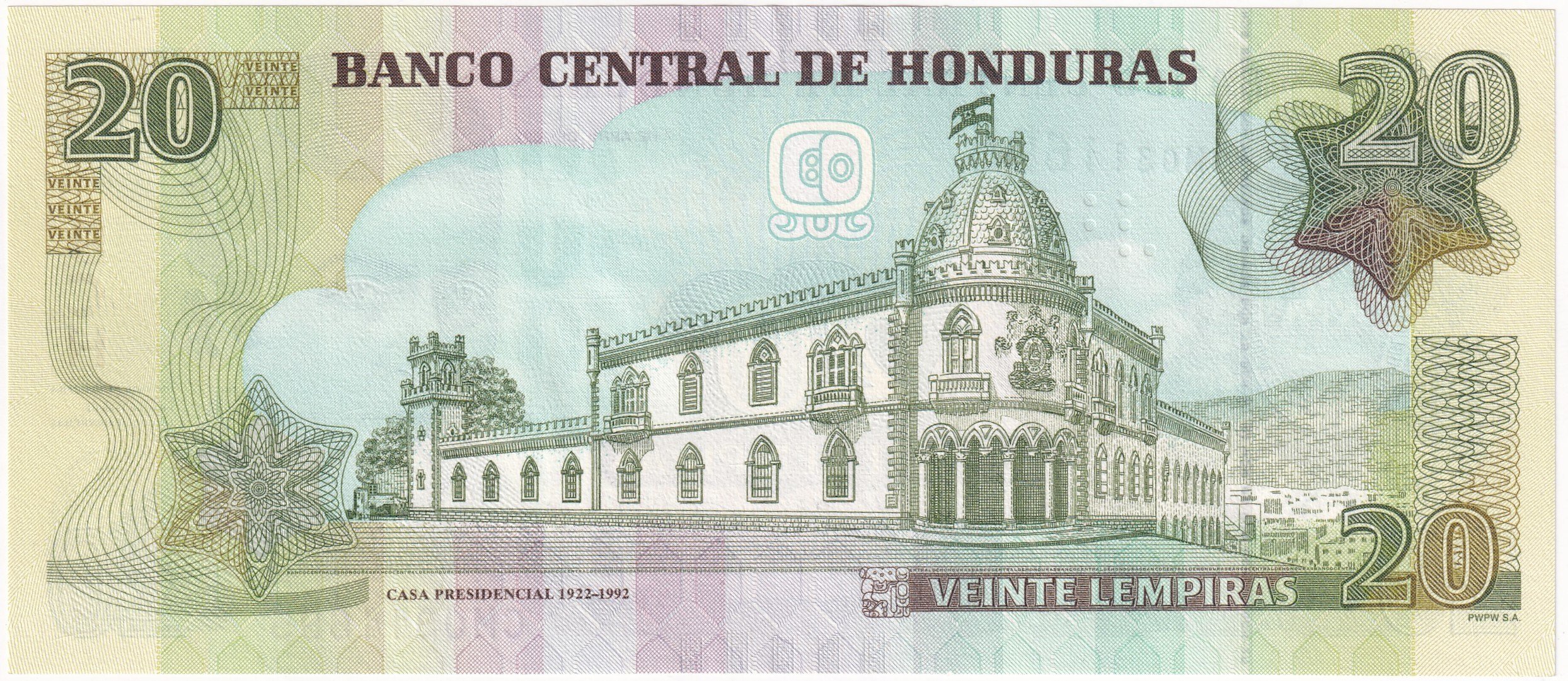 Foreign Paper MoneyHonduras, 20 Lempiras (2022) ÇİL Eski Yabancı Kağıt Para
