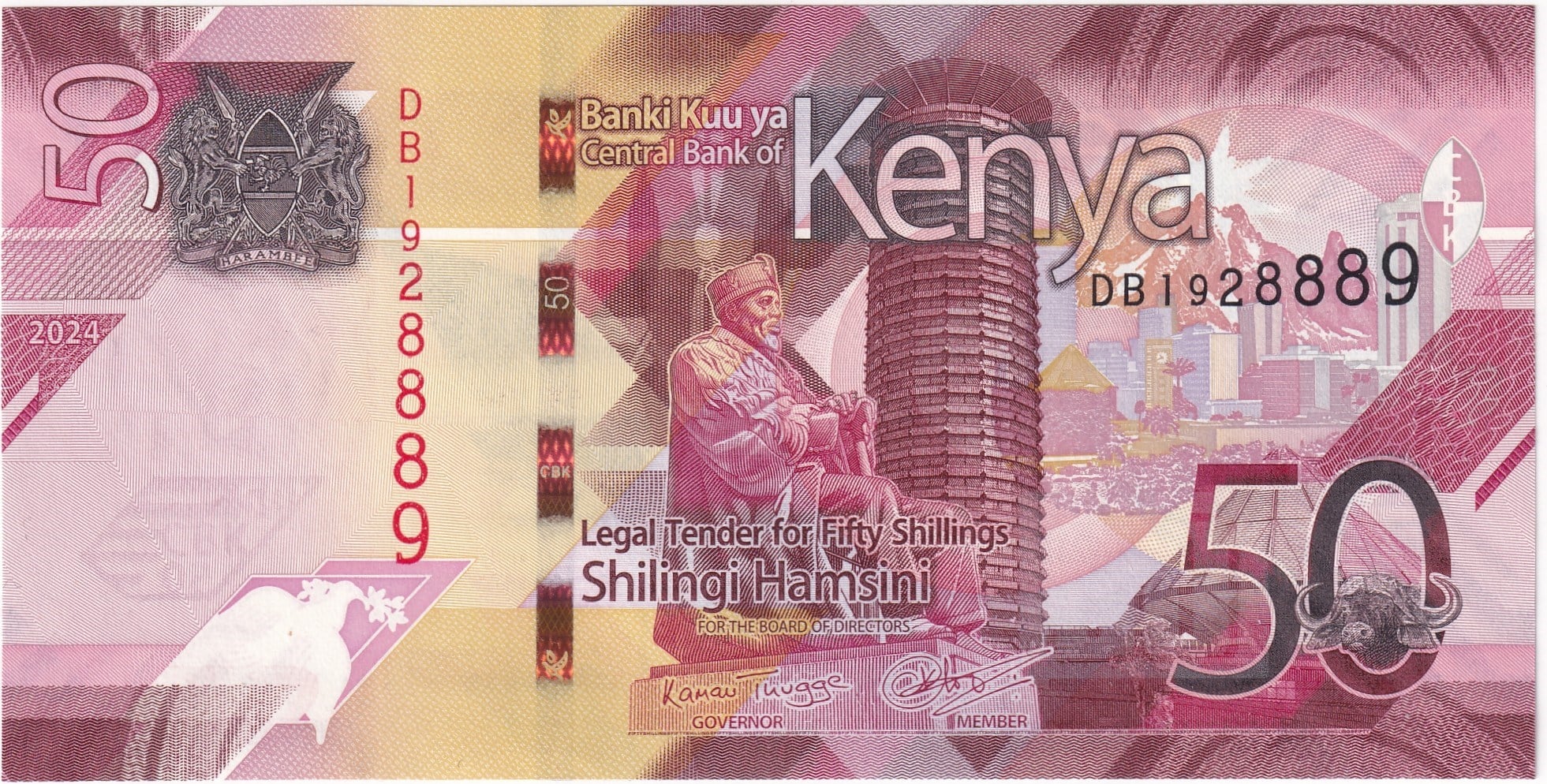 Foreign Paper MoneyKenya, 50 Şilin (2024) ÇİL Eski Yabancı Kağıt Para