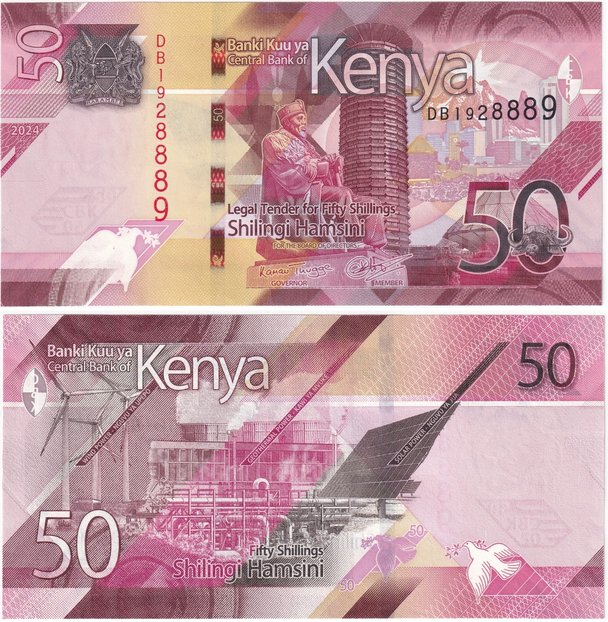Foreign Paper MoneyKenya, 50 Şilin (2024) ÇİL Eski Yabancı Kağıt Para