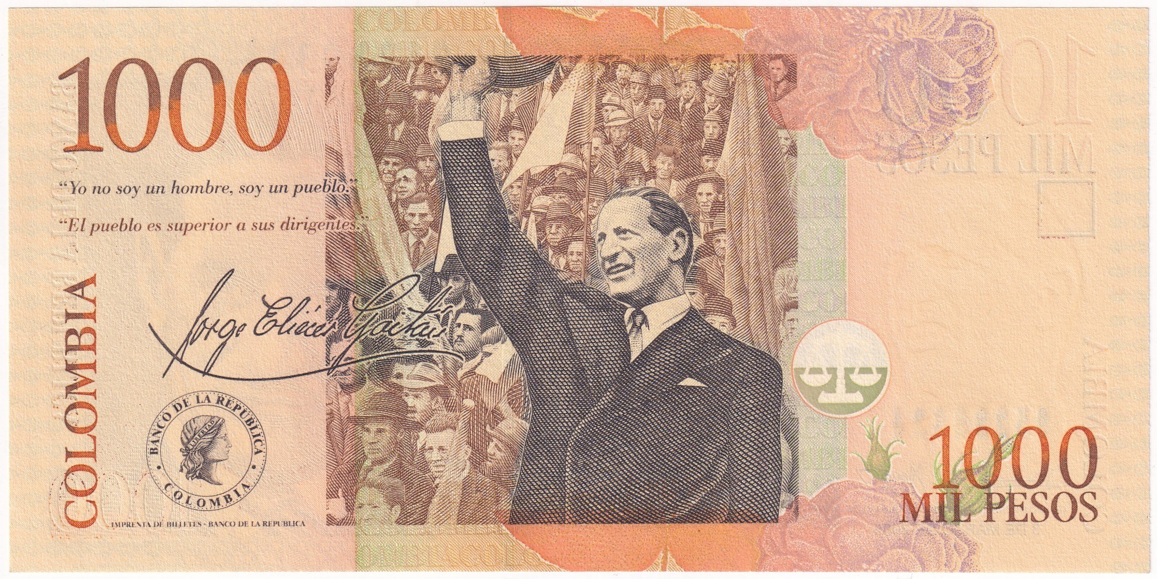 Foreign Paper MoneyKolombiya, 1.000 Peso (2005) P#450 ÇİL Eski Yabancı Kağıt Para