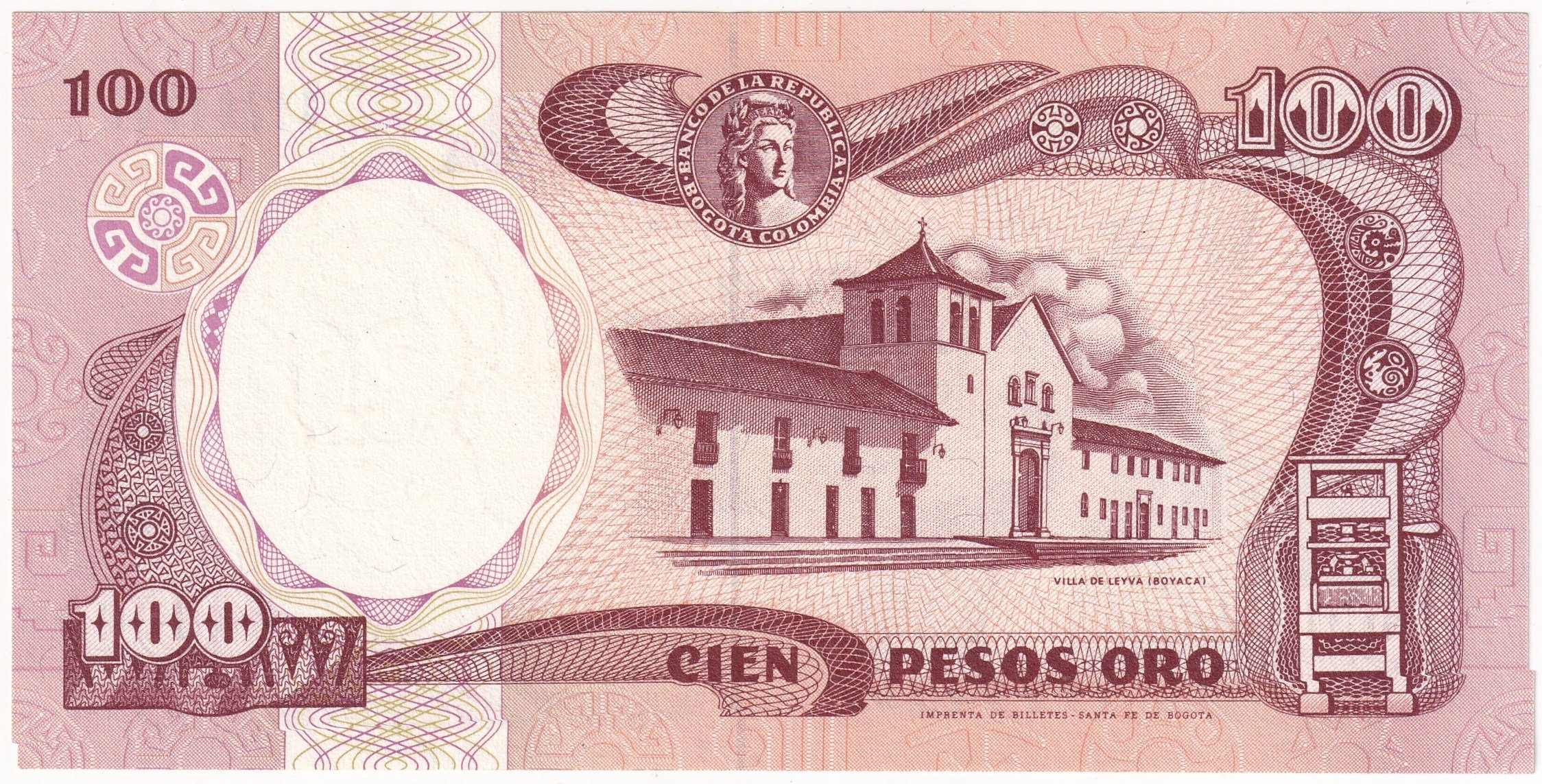 Foreign Paper MoneyKolombiya, 100 Peso (1991) ÇİL Eski Yabancı Kağıt Para