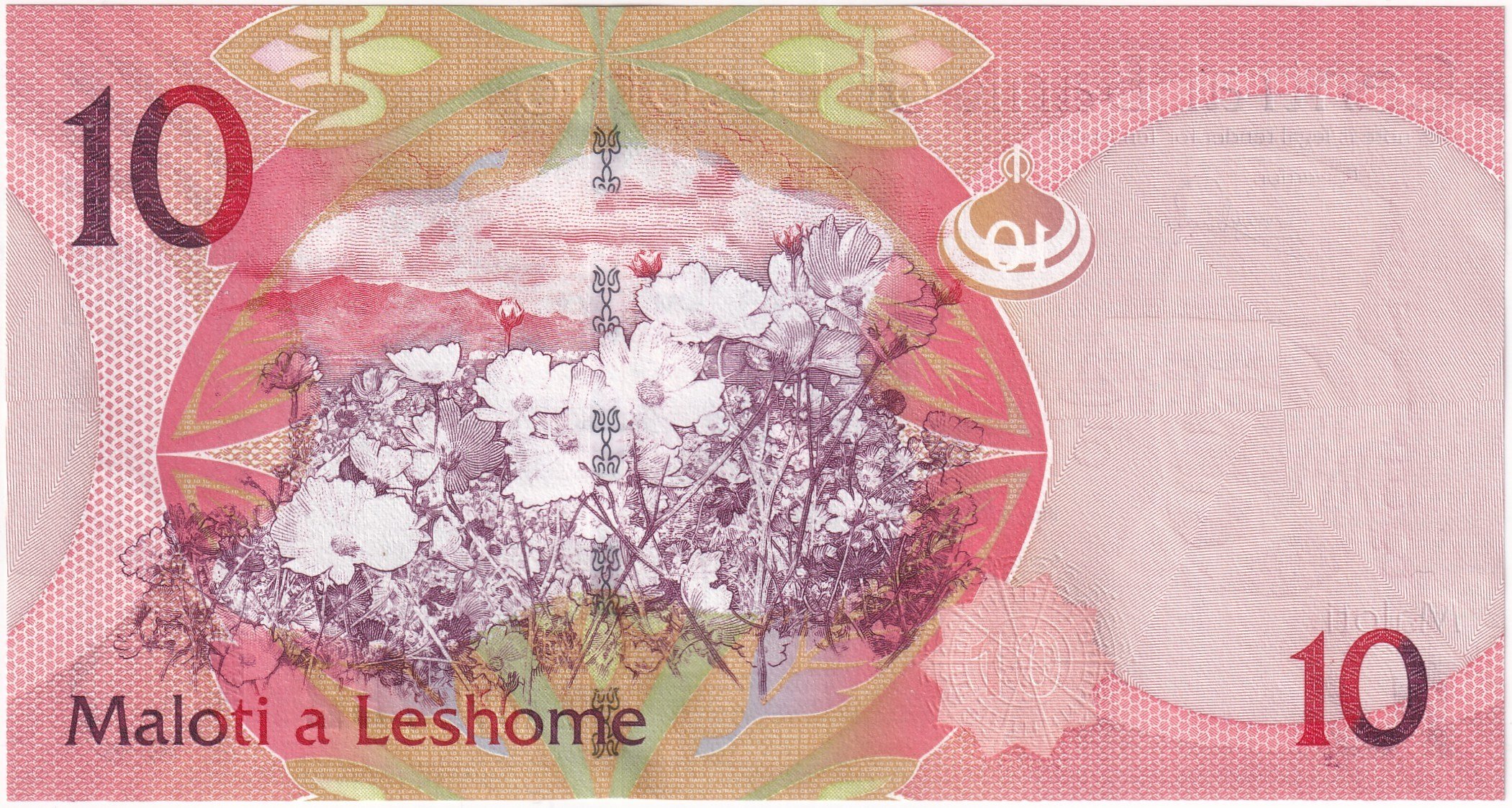 Foreign Paper MoneyLesotho, 10 Maloti (2013) ÇİL Eski Yabancı Kağıt Para