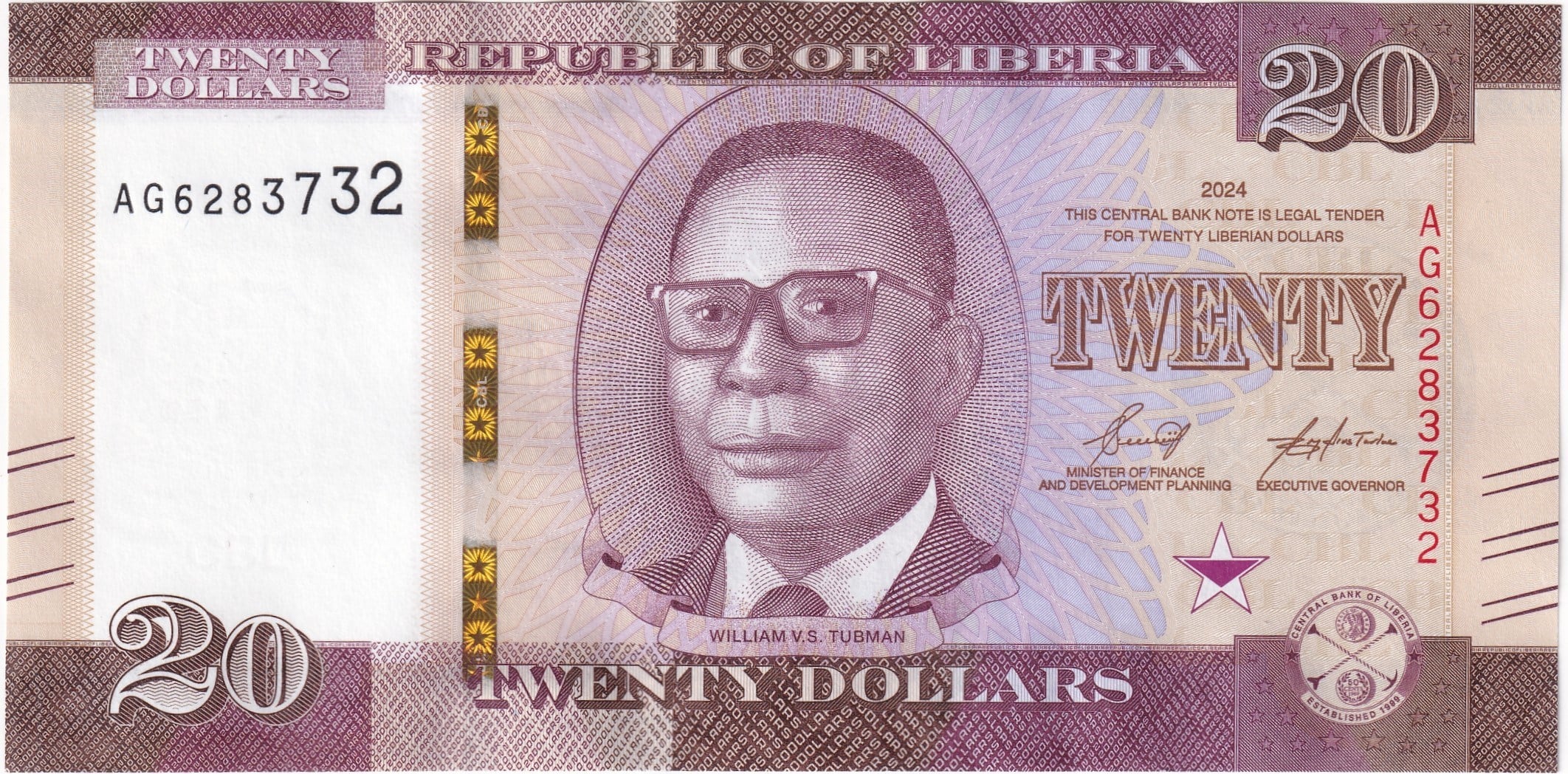 Foreign Paper MoneyLiberya, 20 Dolar (2024) ÇİL Eski Yabancı Kağıt Para