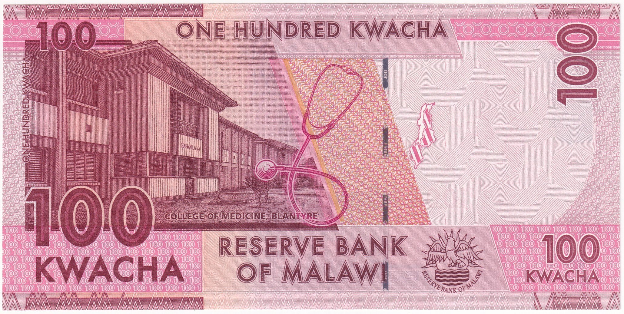 Foreign Paper MoneyMalavi, 100 Kwacha (2024) P#65 ÇİL Eski Yabancı Kağıt Para