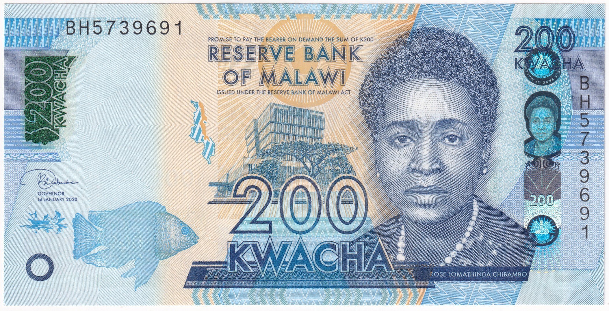 Foreign Paper MoneyMalavi, 200 Kwacha (2020) ÇİL Eski Yabancı Kağıt Para