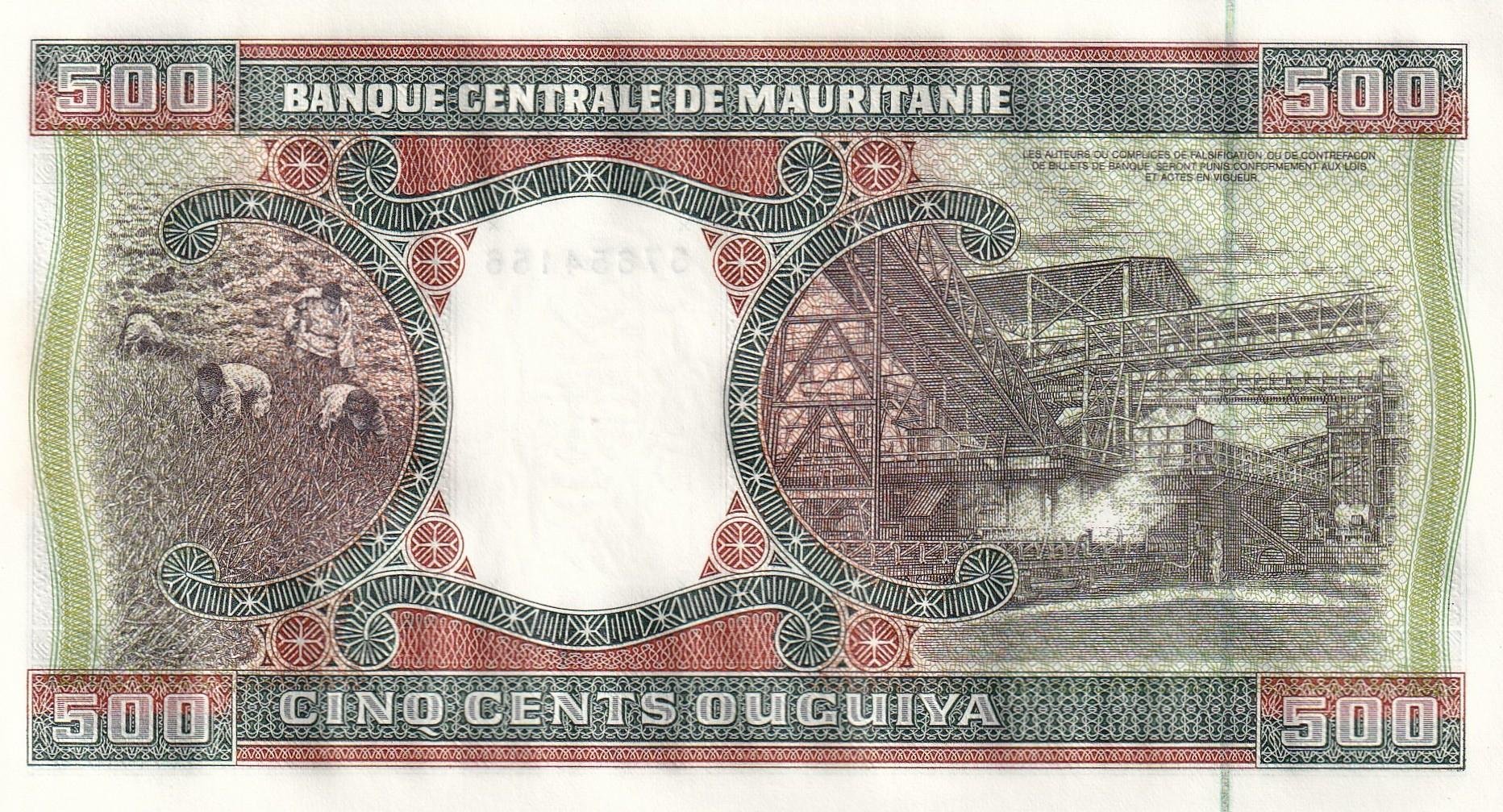 Foreign Paper MoneyMoritanya, 500 Ugiya (2002) ÇİL Eski Yabancı Kağıt Para