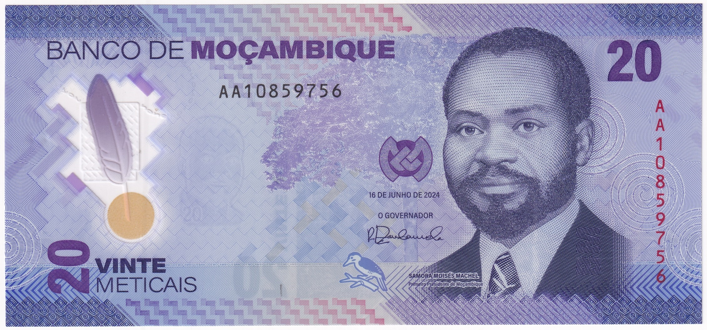 Foreign Paper MoneyMozambik, 20 Meticais (2024) Polimer ÇİL Eski Yabancı Kağıt Para