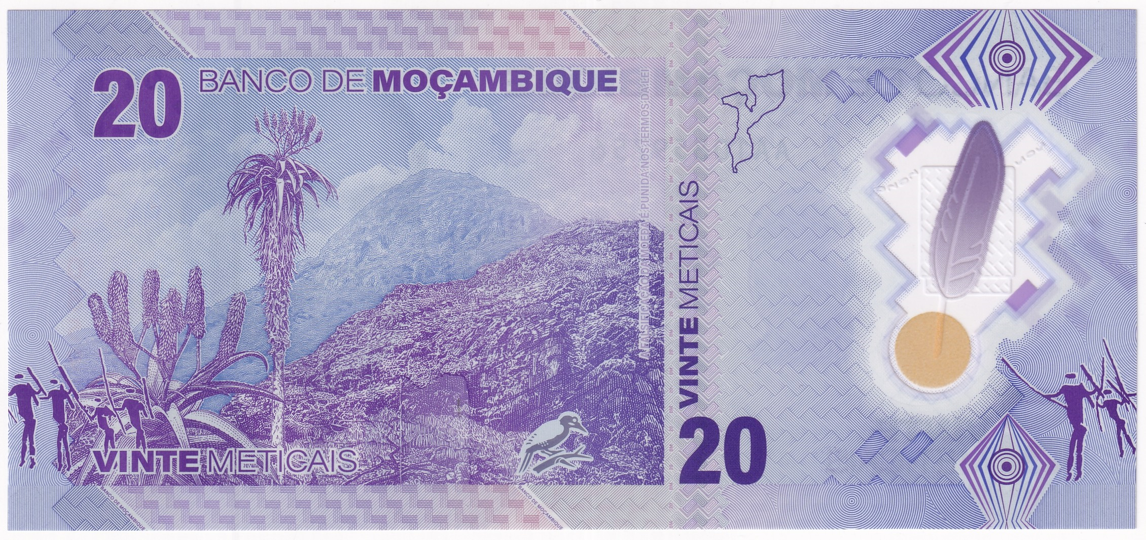 Foreign Paper MoneyMozambik, 20 Meticais (2024) Polimer ÇİL Eski Yabancı Kağıt Para