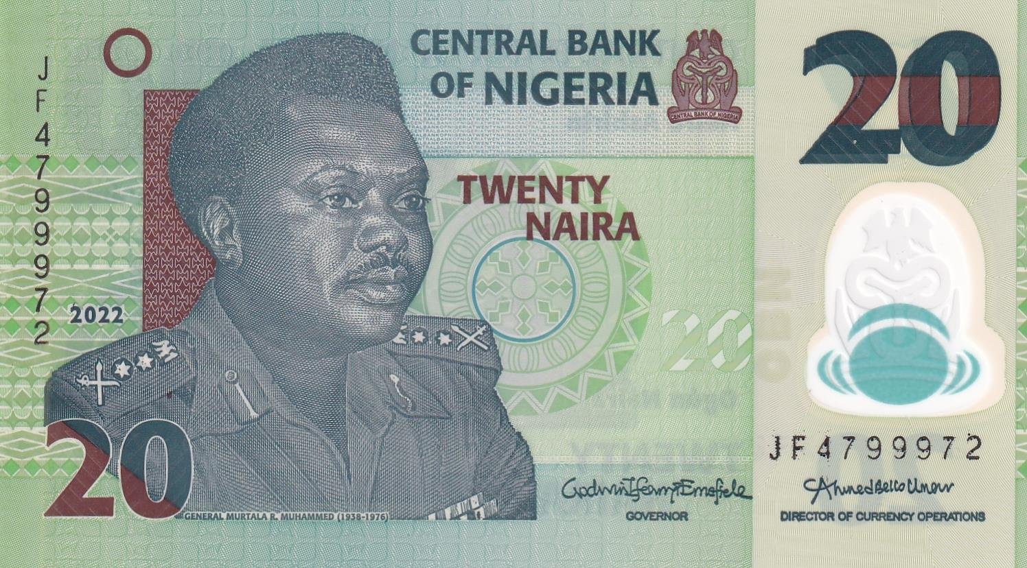 Foreign Paper MoneyNijerya, 20 Naira (2022) Polimer ÇİL