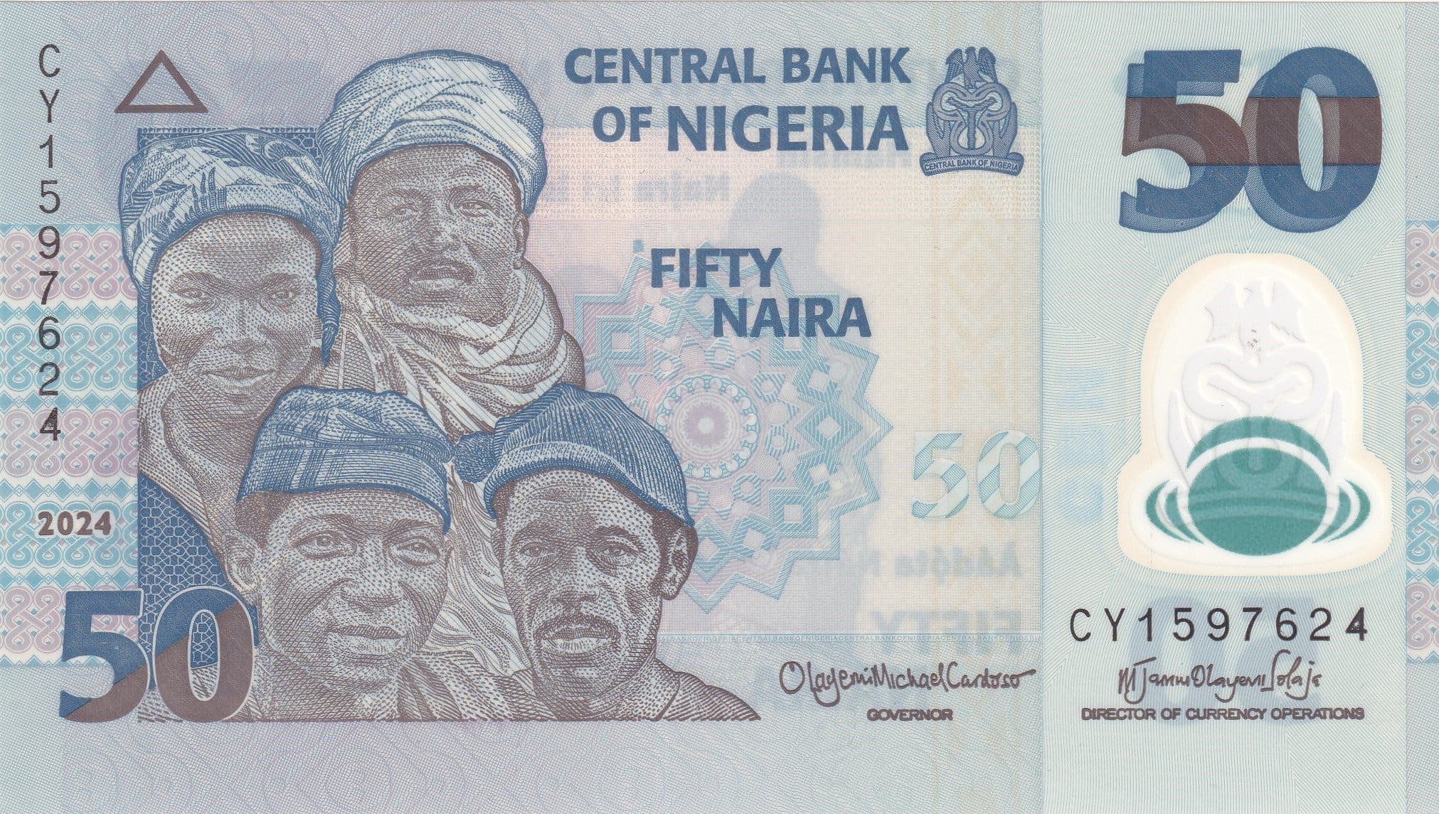 Foreign Paper MoneyNijerya, 50 Naira (2024) ÇİL Eski Polimer Para