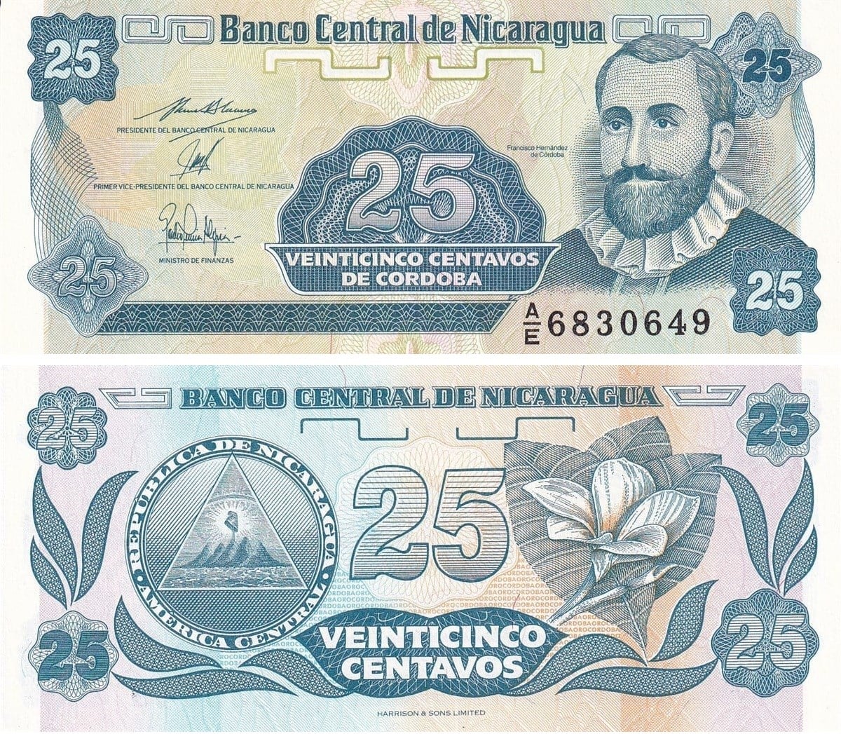 Foreign Paper MoneyNicaragua, 25 Centavos (1991) P#170 UNC Old Foreign Paper Money
