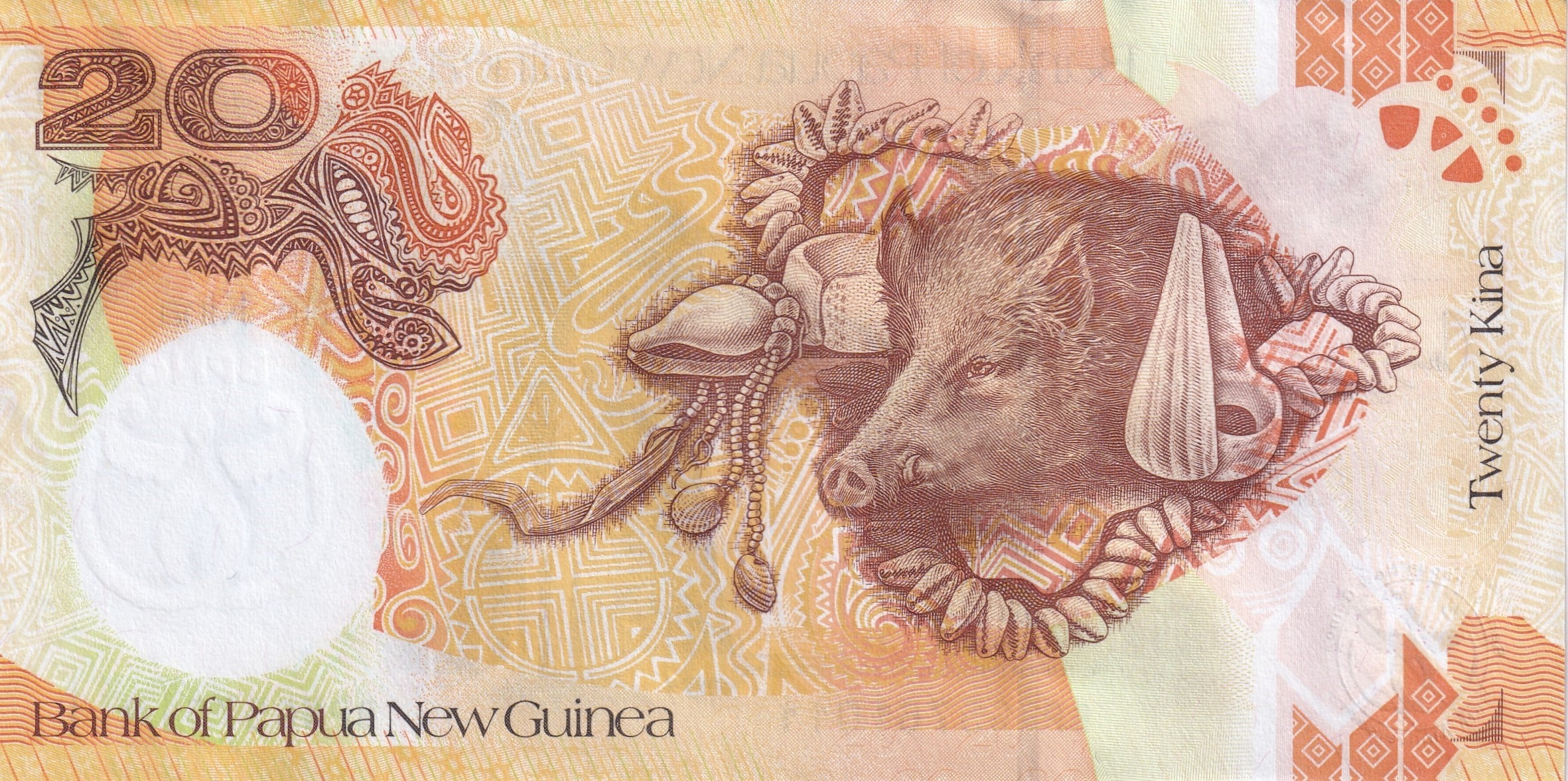 Foreign Paper MoneyPapua Yeni Gine, 20 Kina (2008) P#36 ÇİL Yabancı Eski Kağıt Para
