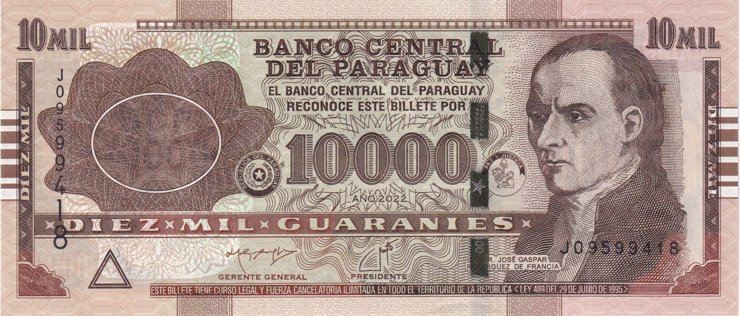 Foreign Paper MoneyParaguay, 10.000 Guaranies (2022) ÇİL Eski Yabancı Polimer Para