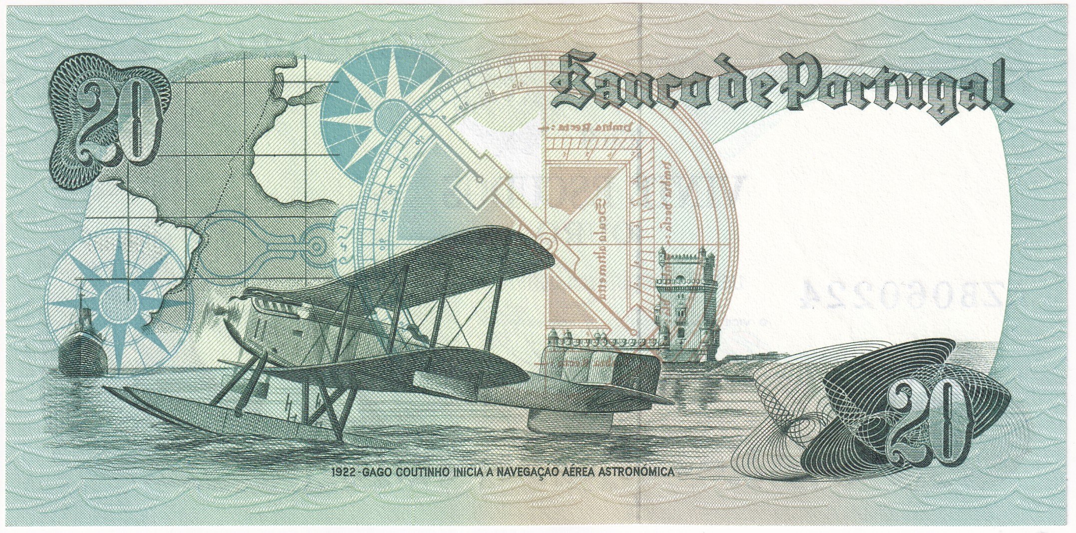 Foreign Paper MoneyPortekiz, 20 Escudo (1978) ÇİL Eski Yabancı Kağıt Para
