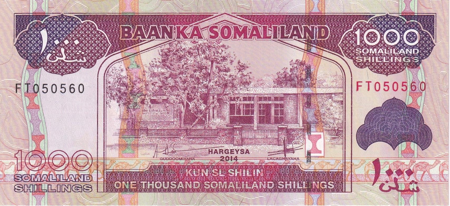Foreign Paper MoneySomaliland, 1.000 Şilin, (2014) ÇİL Eski Yabancı Kağıt Para