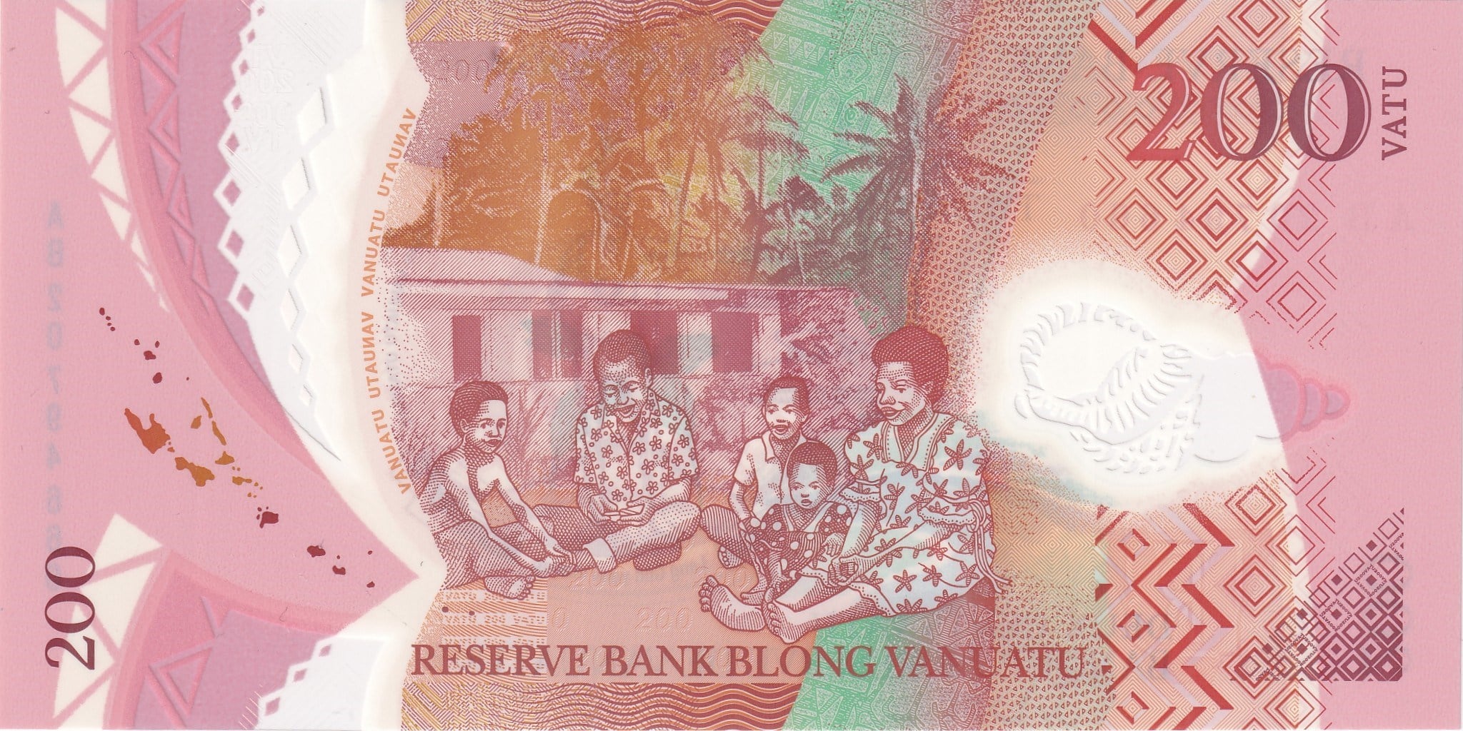 Foreign Paper MoneyVanuatu, 200 Vatu (2020) P#12b ÇİL Eski Yabancı Polimer Para