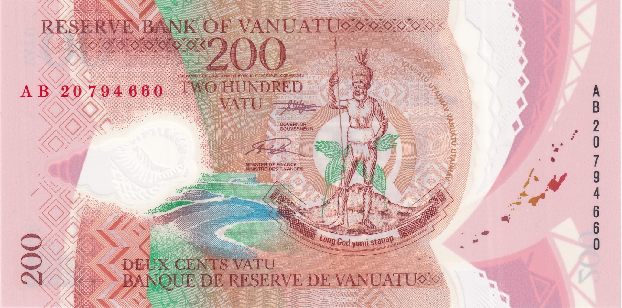 Foreign Paper MoneyVanuatu, 200 Vatu (2020) P#12b ÇİL Eski Yabancı Polimer Para