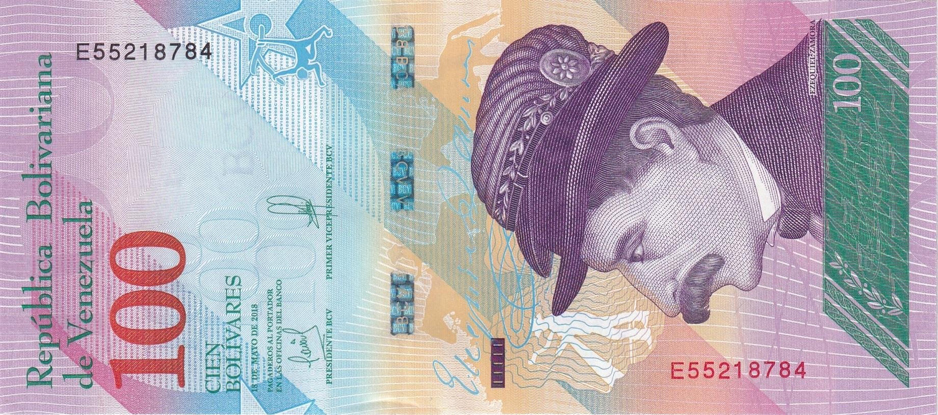 Foreign Paper MoneyVenezuela, 100 Bolivar (2018) ÇİL